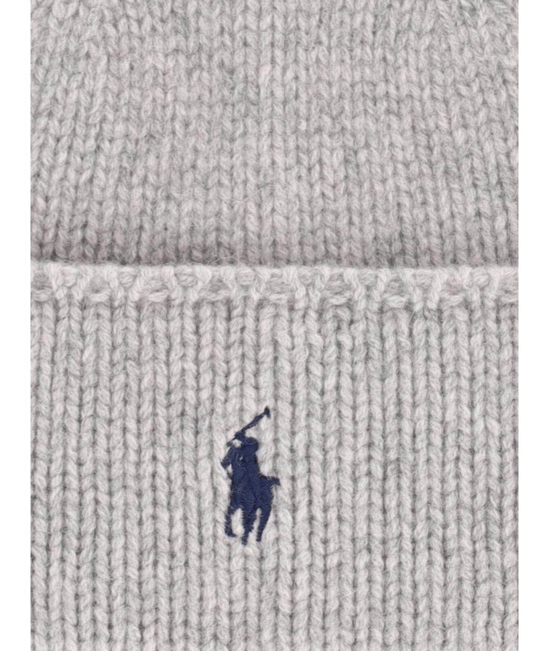 POLO RALPH LAUREN Серая шерстяная шапка, фото 3