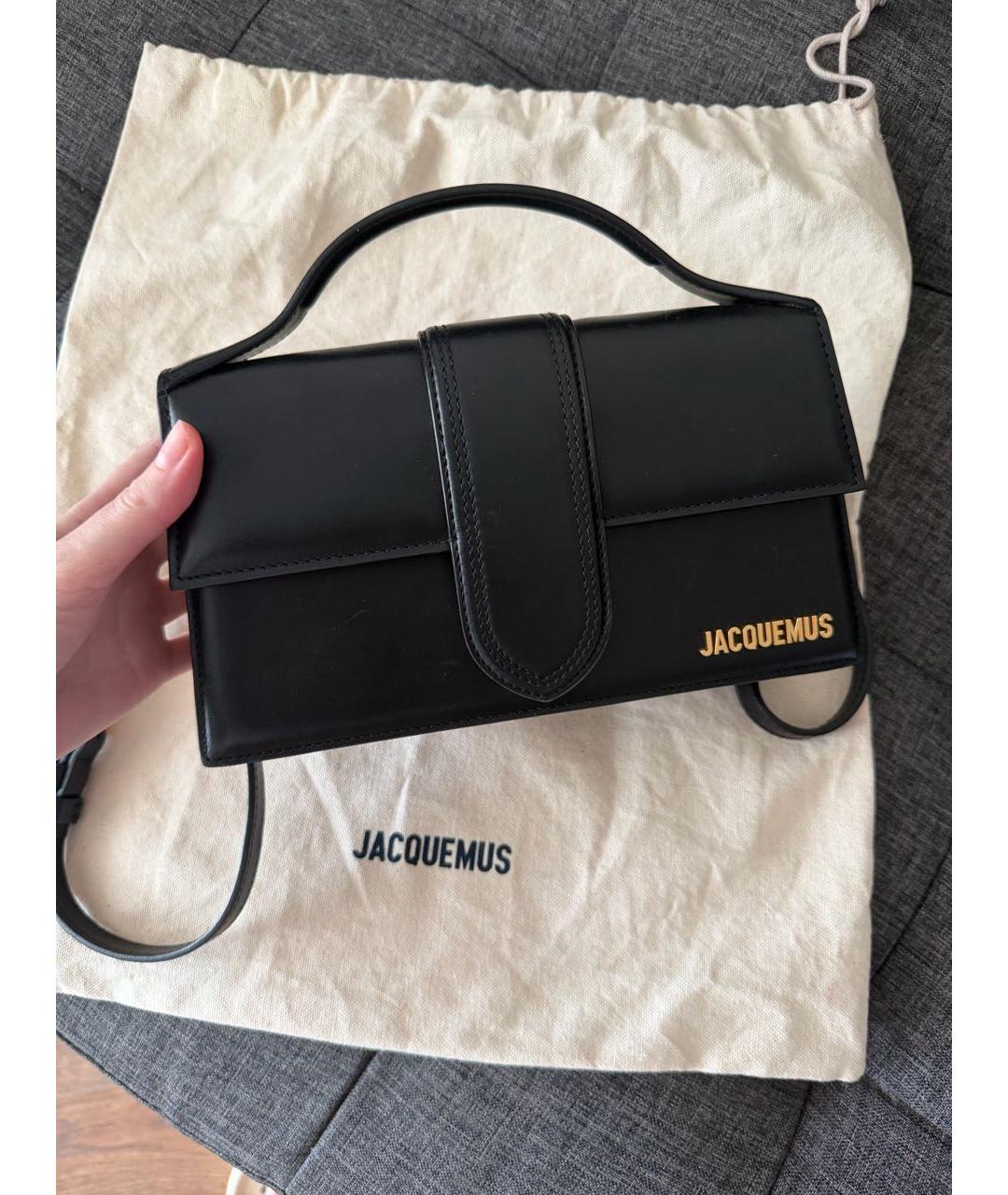 JACQUEMUS Черная кожаная сумка с короткими ручками, фото 5