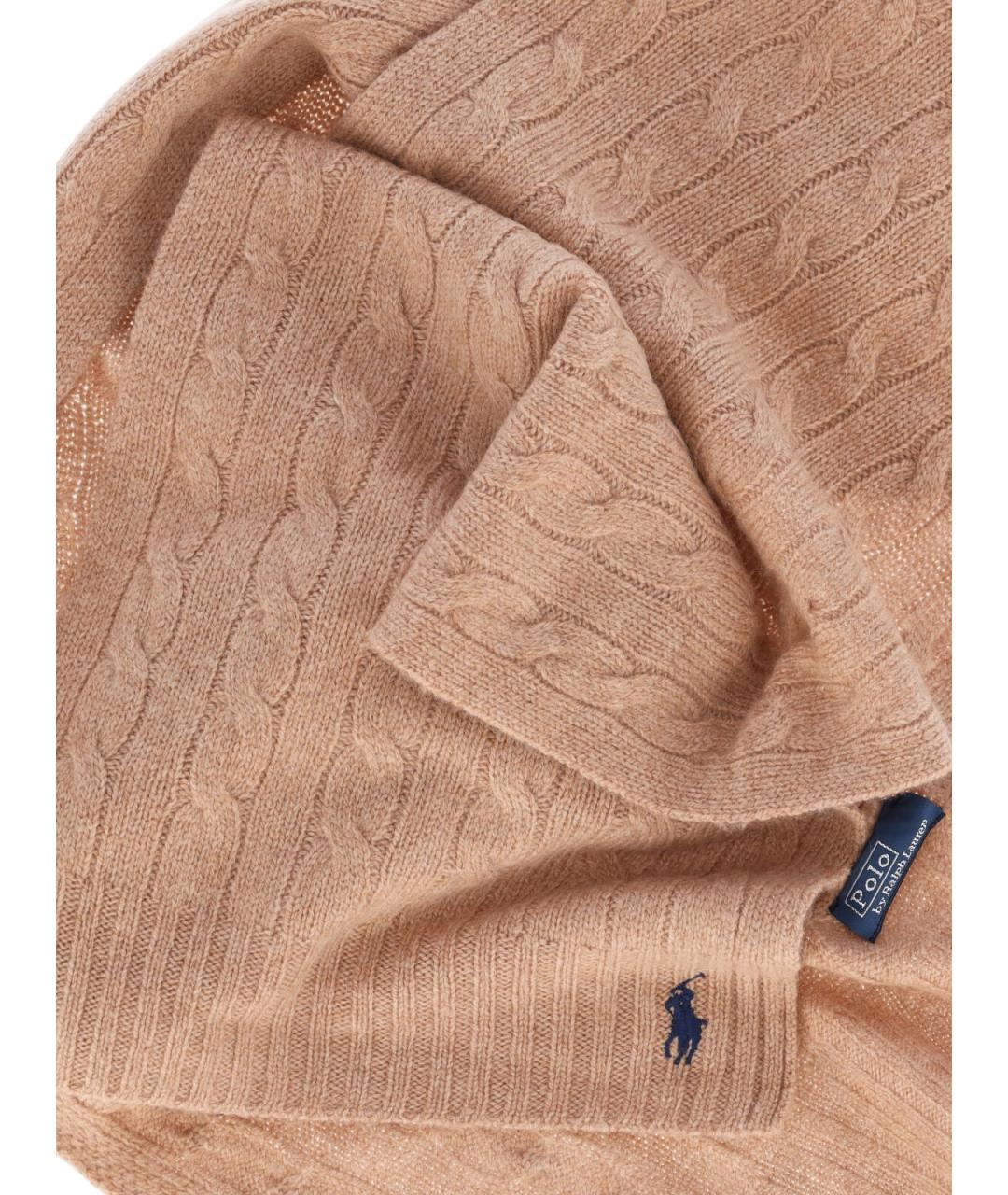 POLO RALPH LAUREN Бежевый шерстяной шарф, фото 3