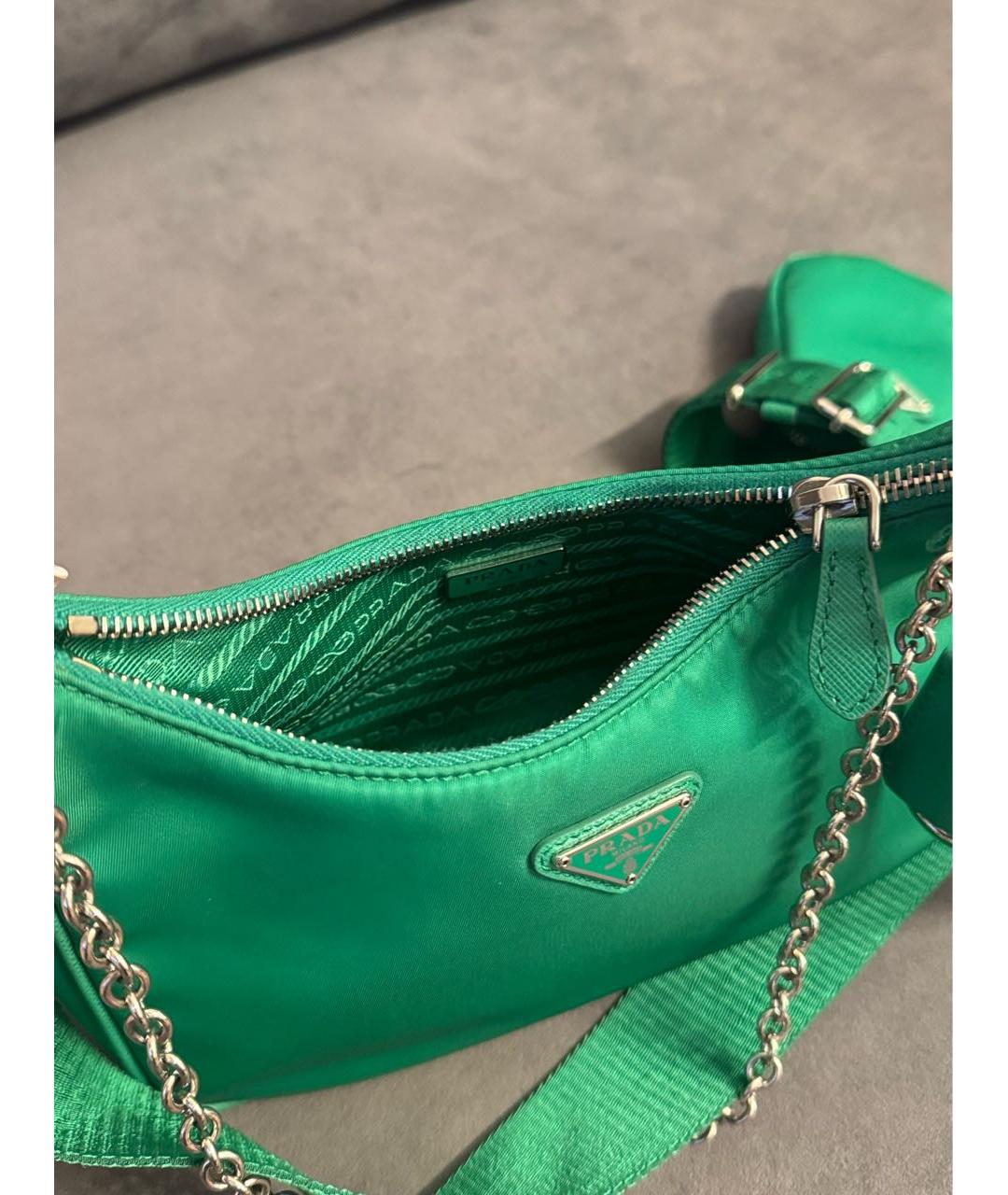 PRADA Зеленая нейлоновая сумка через плечо, фото 4