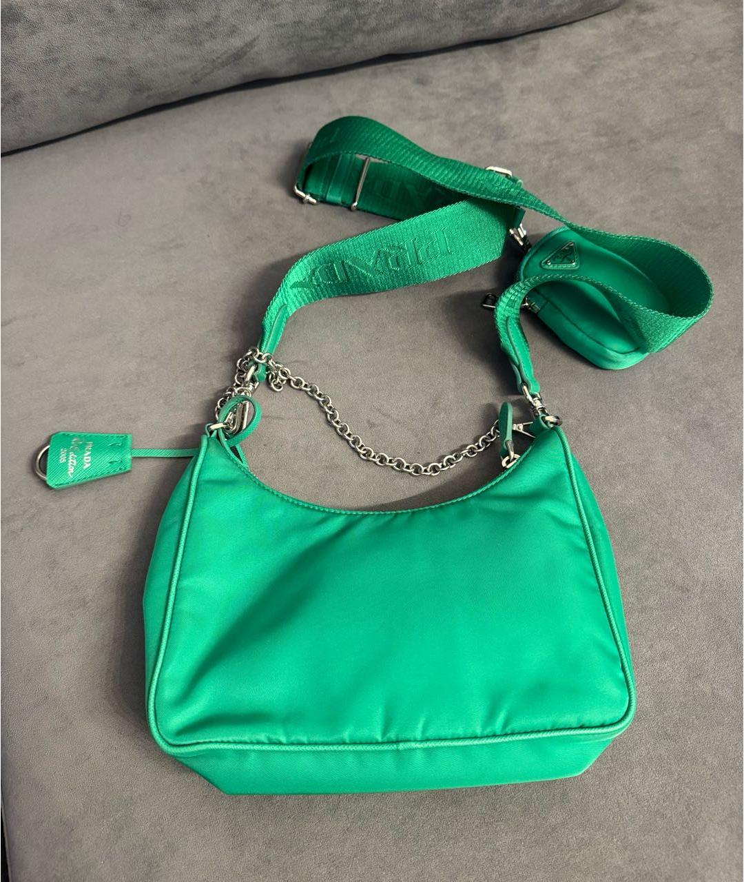 PRADA Зеленая нейлоновая сумка через плечо, фото 3