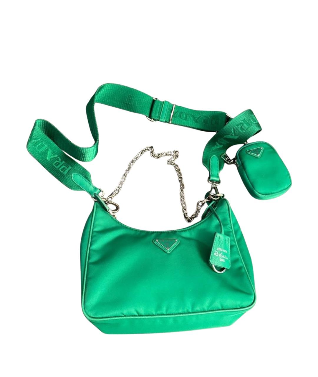 PRADA Зеленая нейлоновая сумка через плечо, фото 1