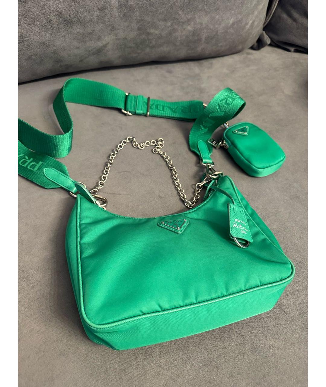 PRADA Зеленая нейлоновая сумка через плечо, фото 2