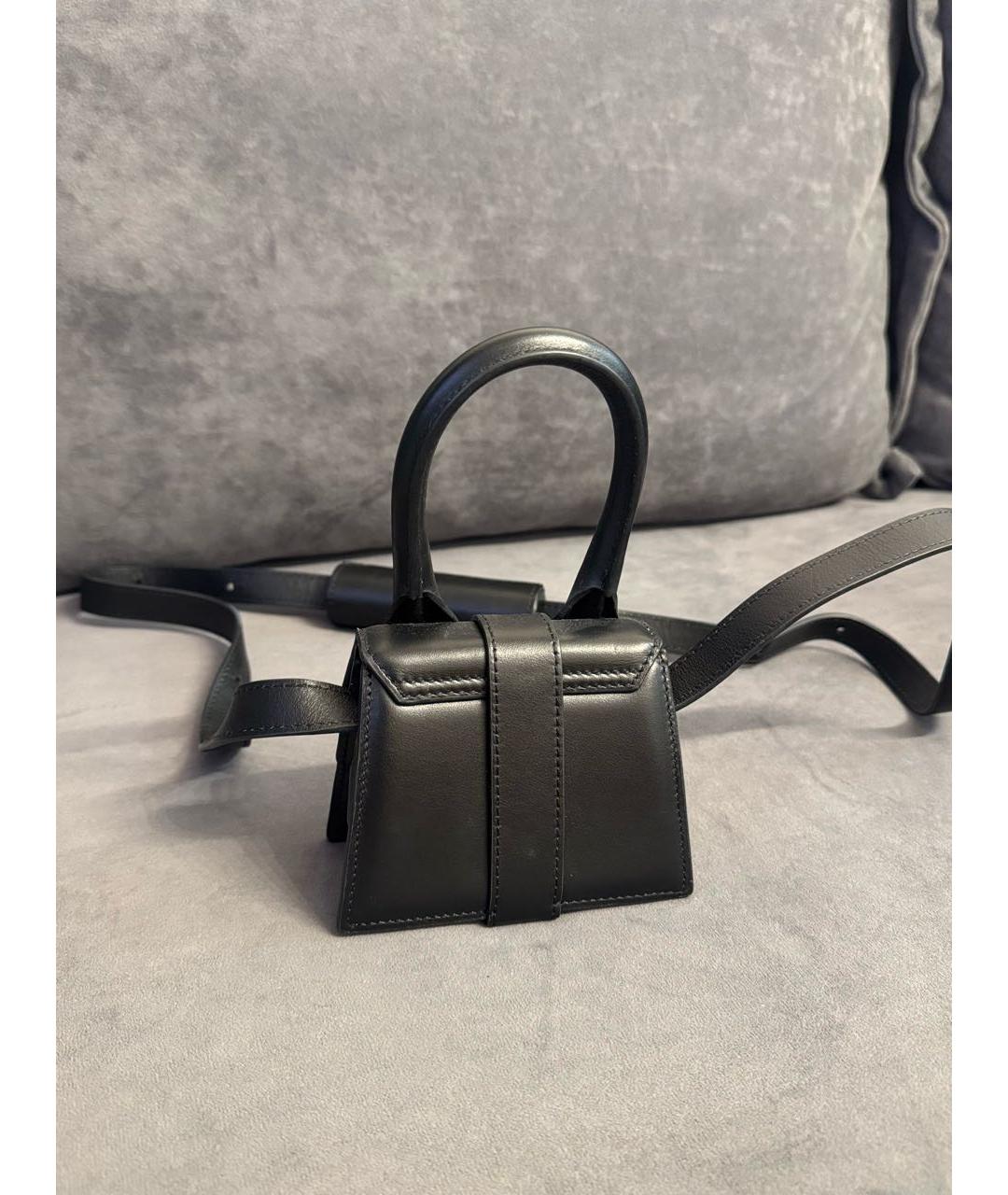 JACQUEMUS Черная кожаная сумка через плечо, фото 3