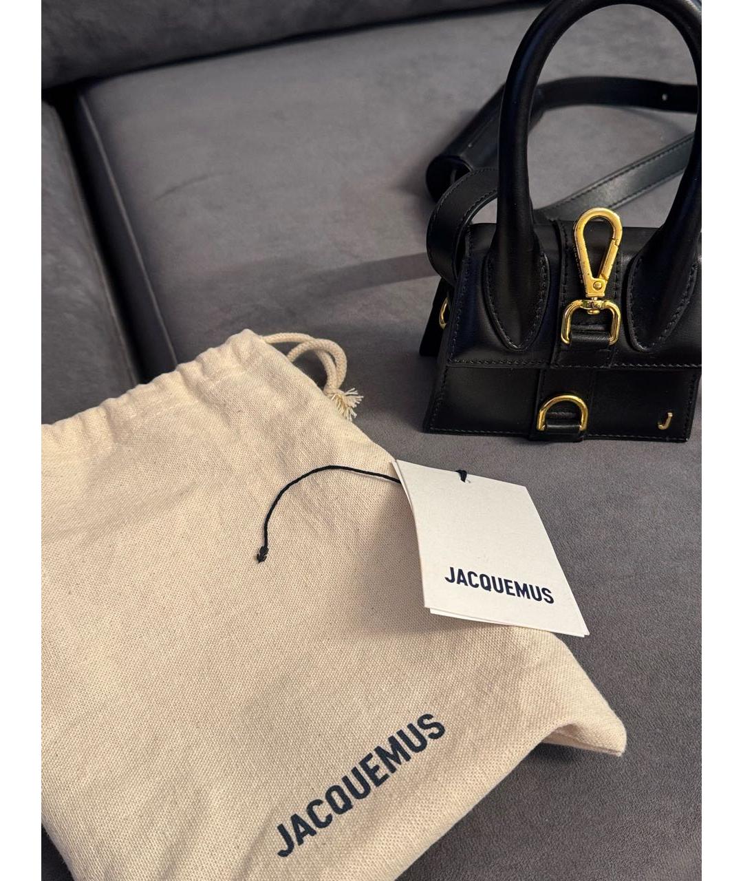 JACQUEMUS Черная кожаная сумка через плечо, фото 6