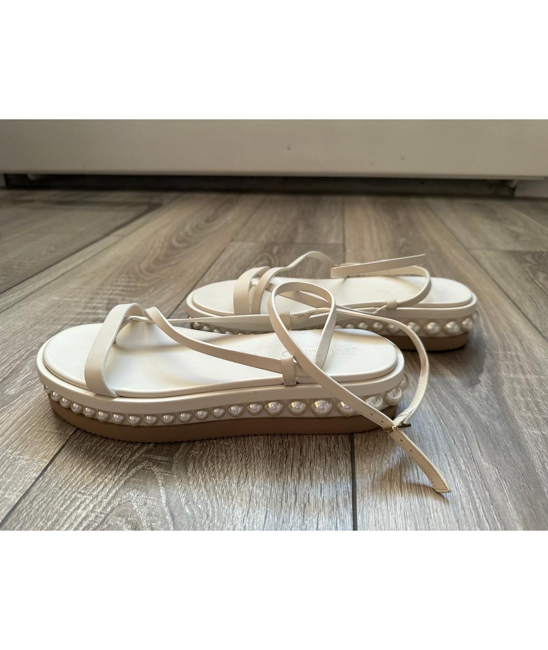JIMMY CHOO Белые кожаные сандалии, фото 6