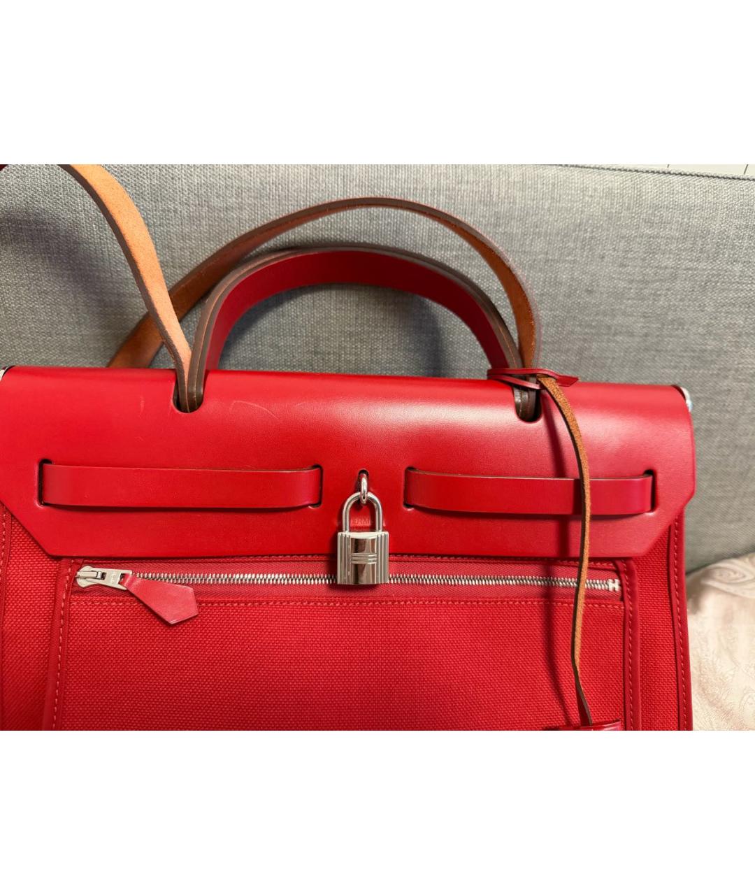 HERMES Красная тканевая сумка через плечо, фото 6