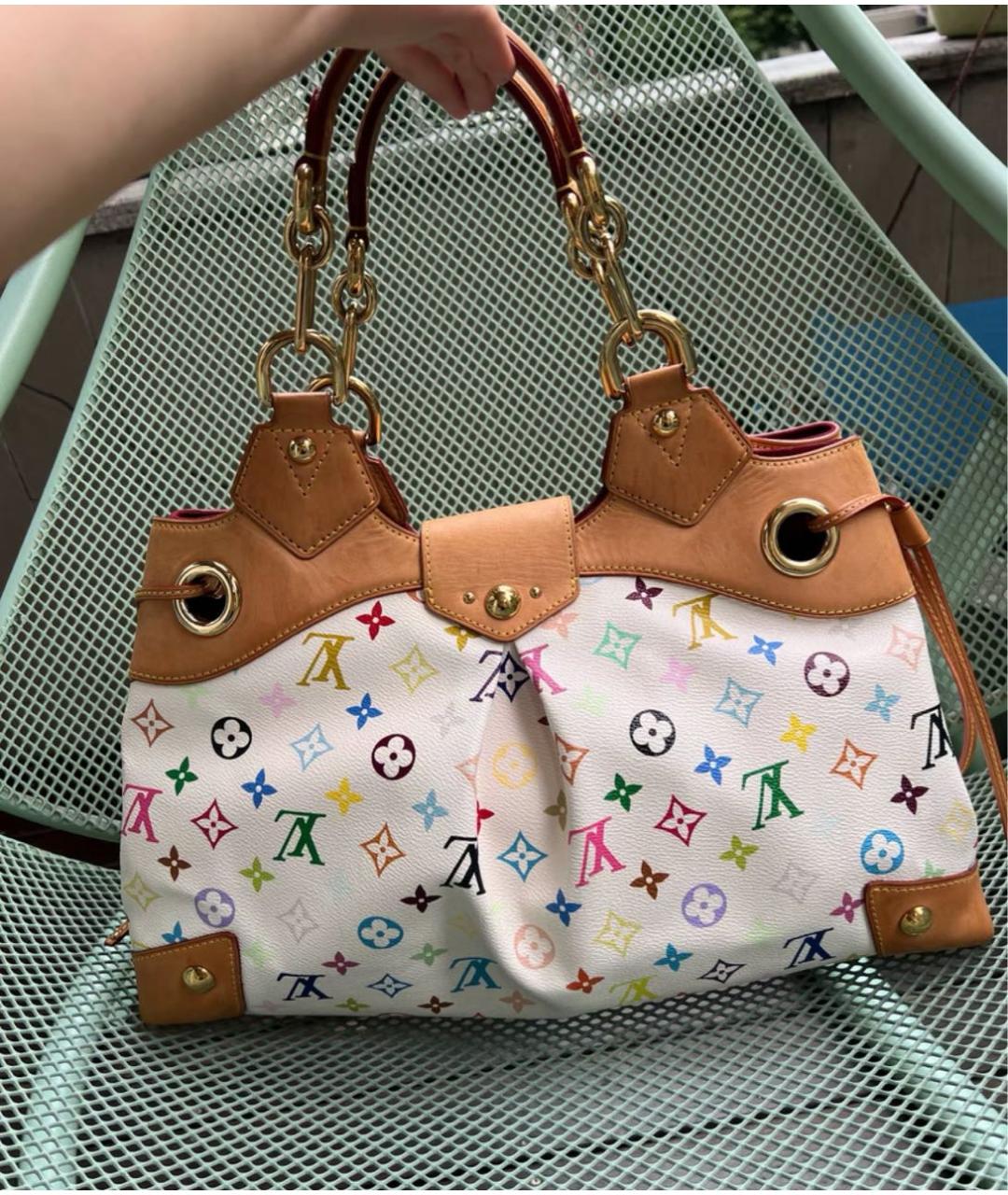LOUIS VUITTON Белая канва сумка с короткими ручками, фото 2