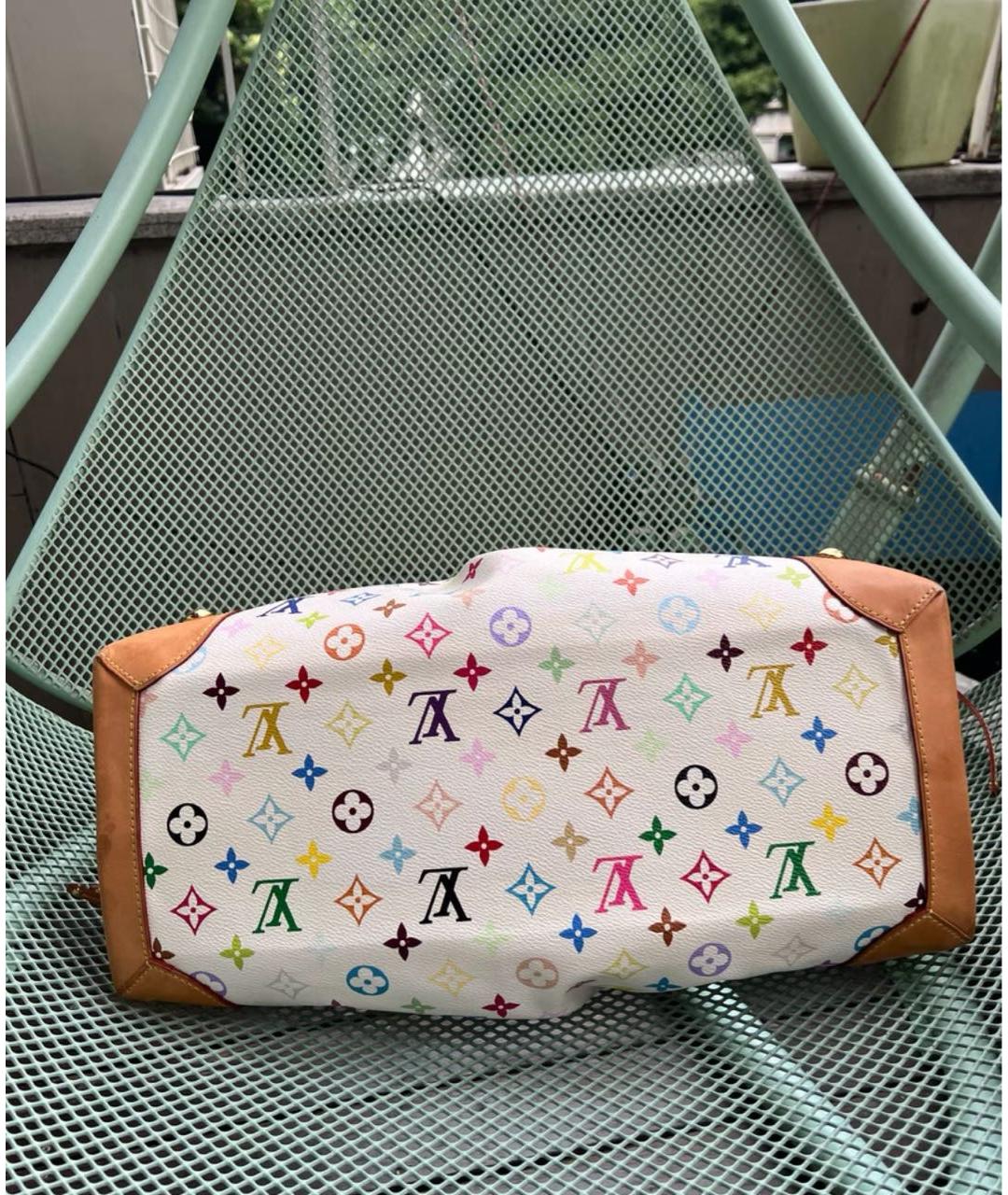 LOUIS VUITTON Белая канва сумка с короткими ручками, фото 5