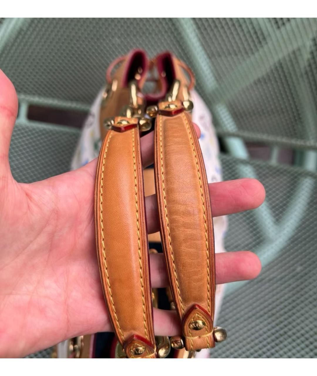 LOUIS VUITTON Белая канва сумка с короткими ручками, фото 4
