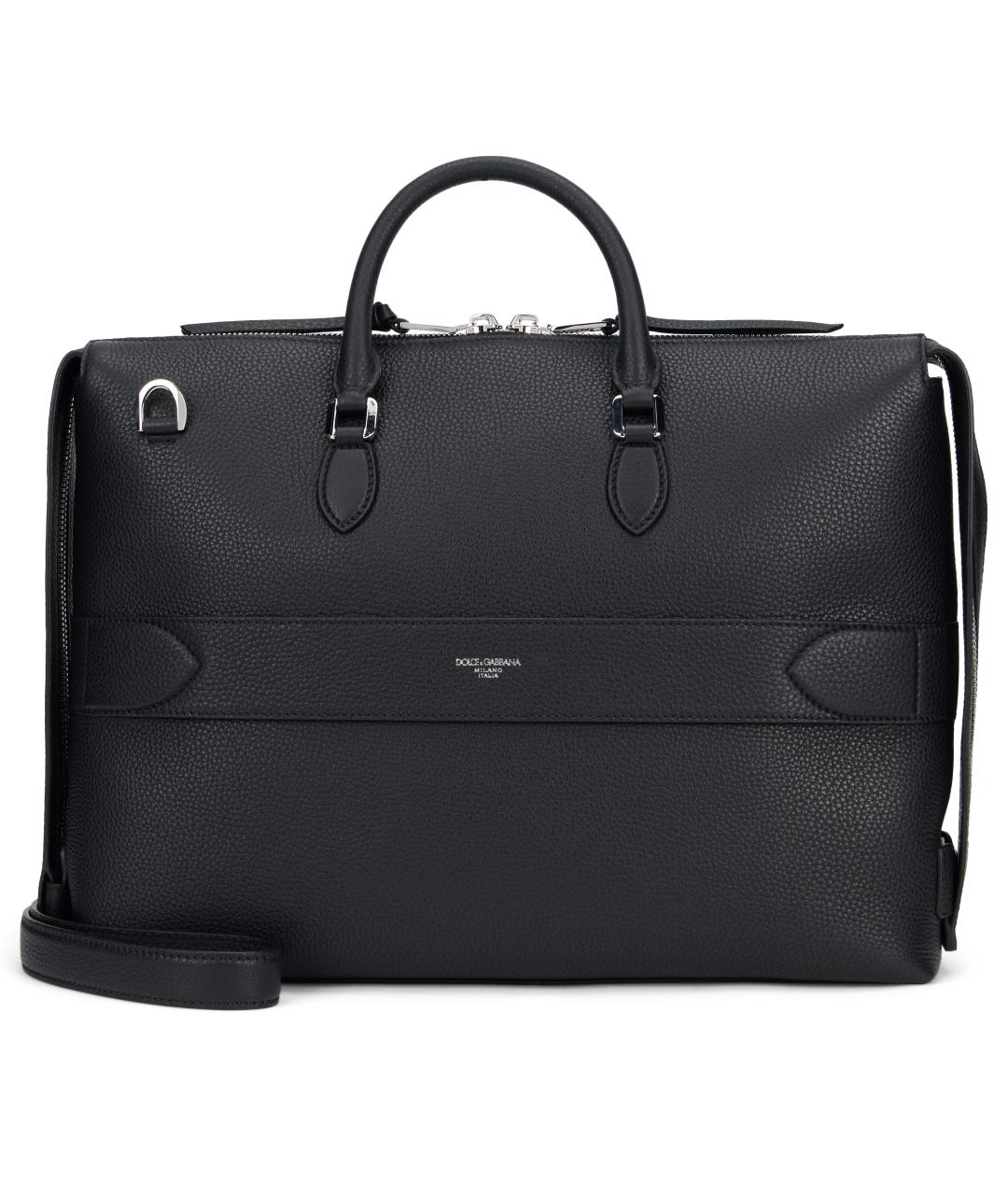 DOLCE&GABBANA Черный кожаный портфель, фото 1
