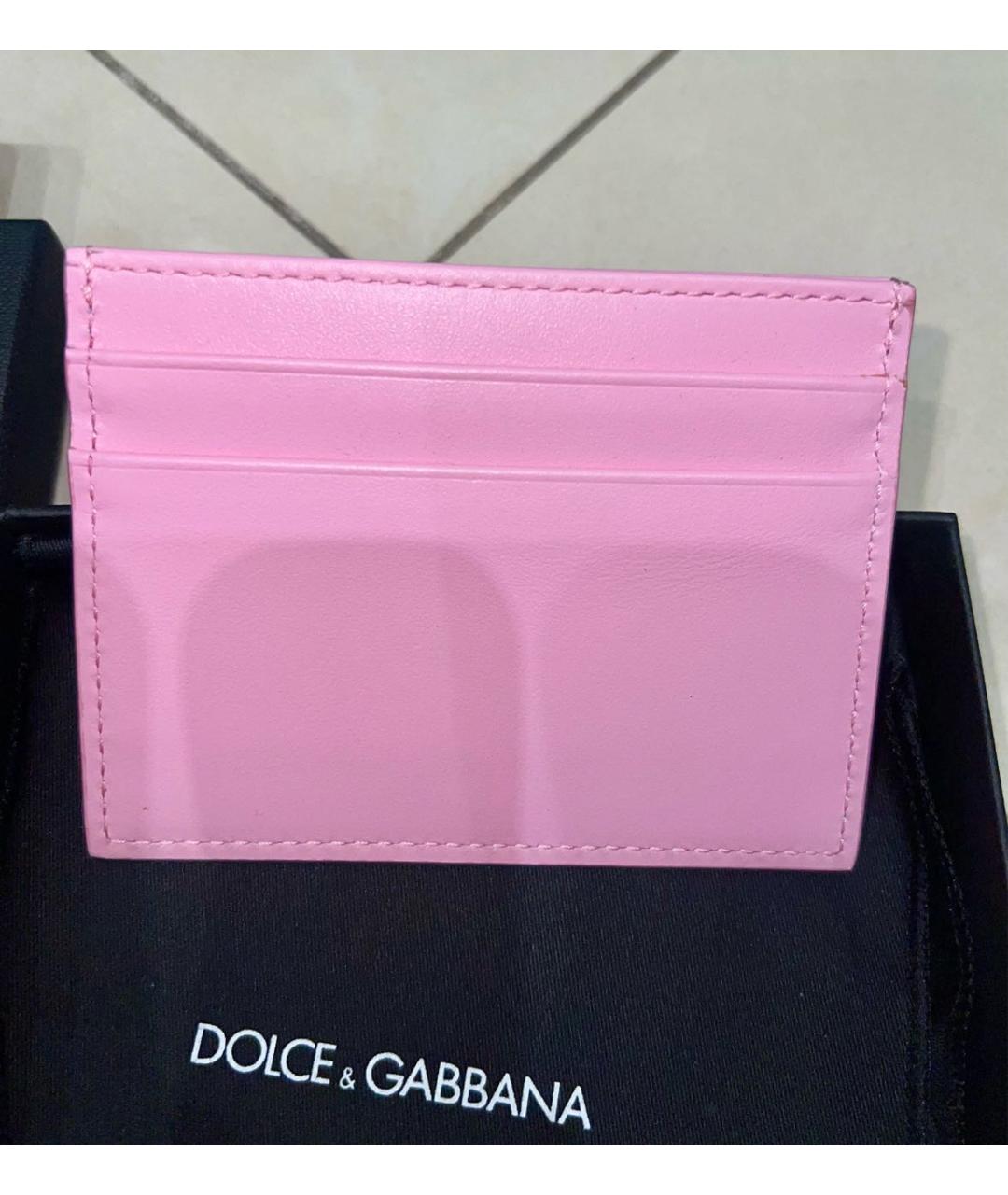 DOLCE&GABBANA Розовый кожаный кардхолдер, фото 7