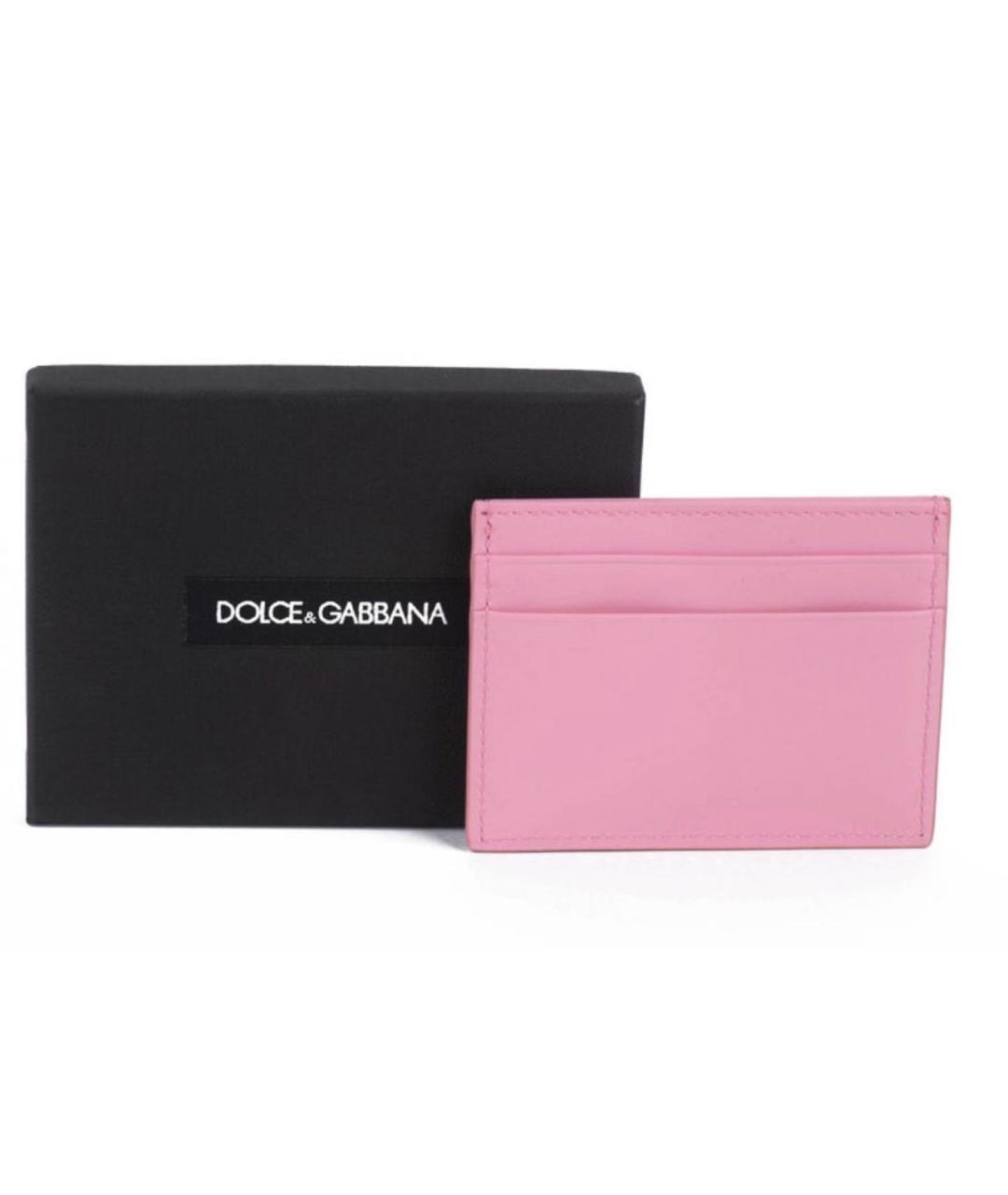 DOLCE&GABBANA Розовый кожаный кардхолдер, фото 3