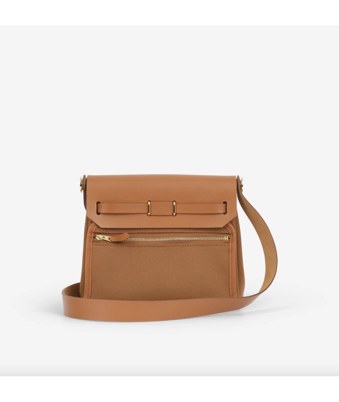 HERMES Коричневая тканевая сумка через плечо, фото 3