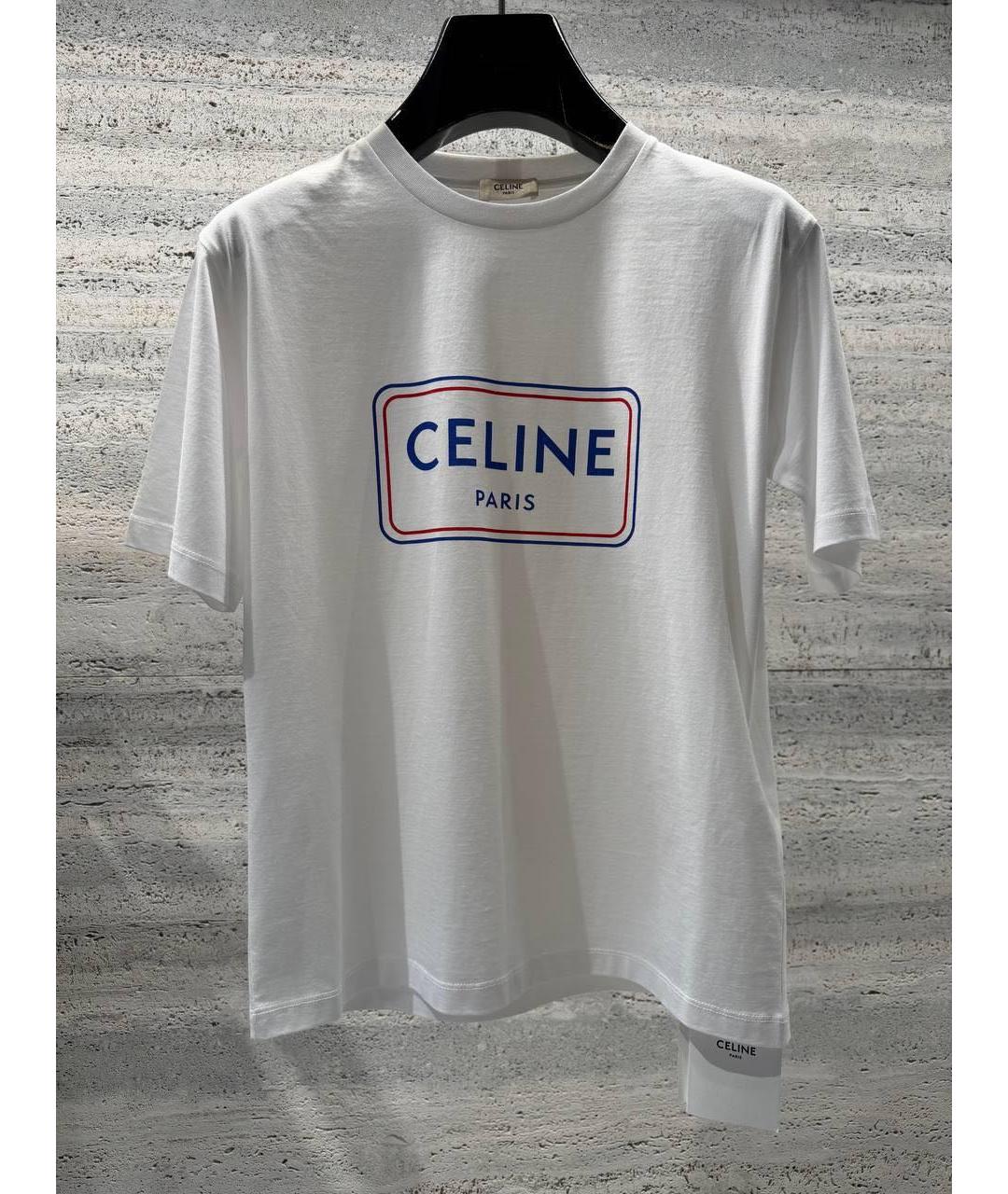 CELINE Белая хлопковая футболка, фото 3