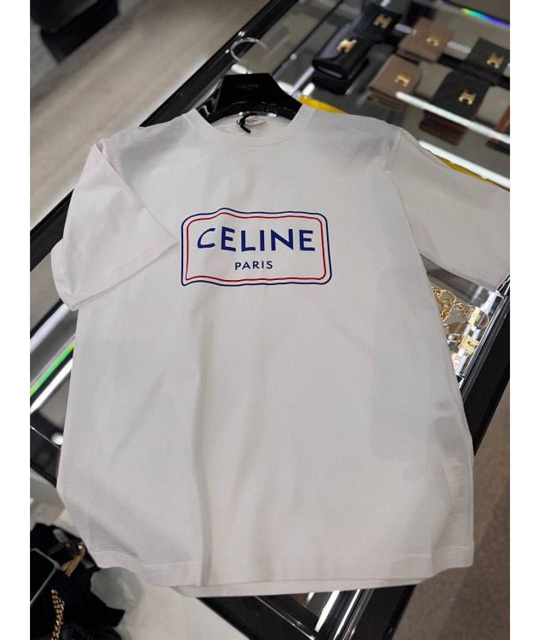 CELINE Белая хлопковая футболка, фото 4