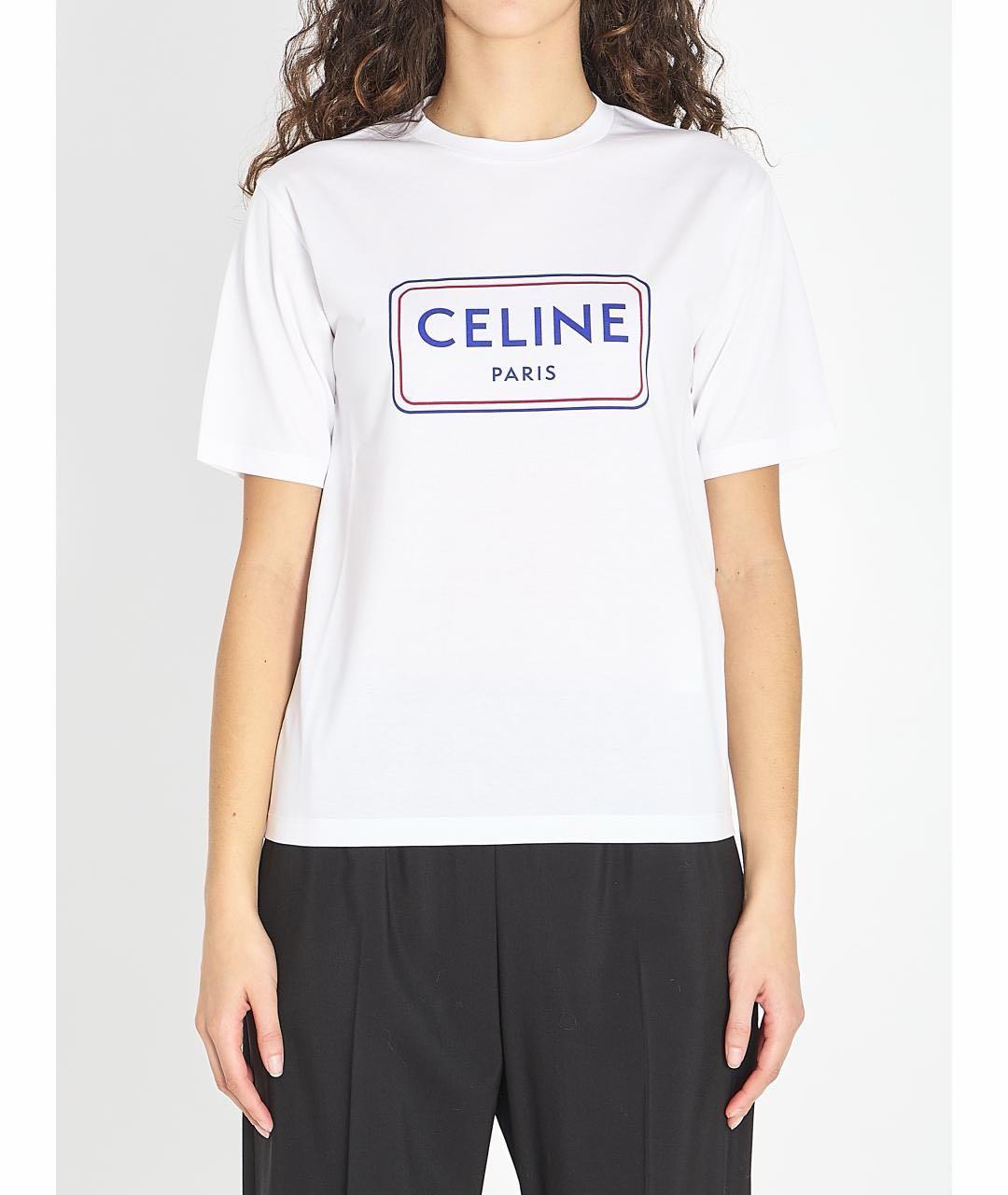 CELINE Белая хлопковая футболка, фото 2