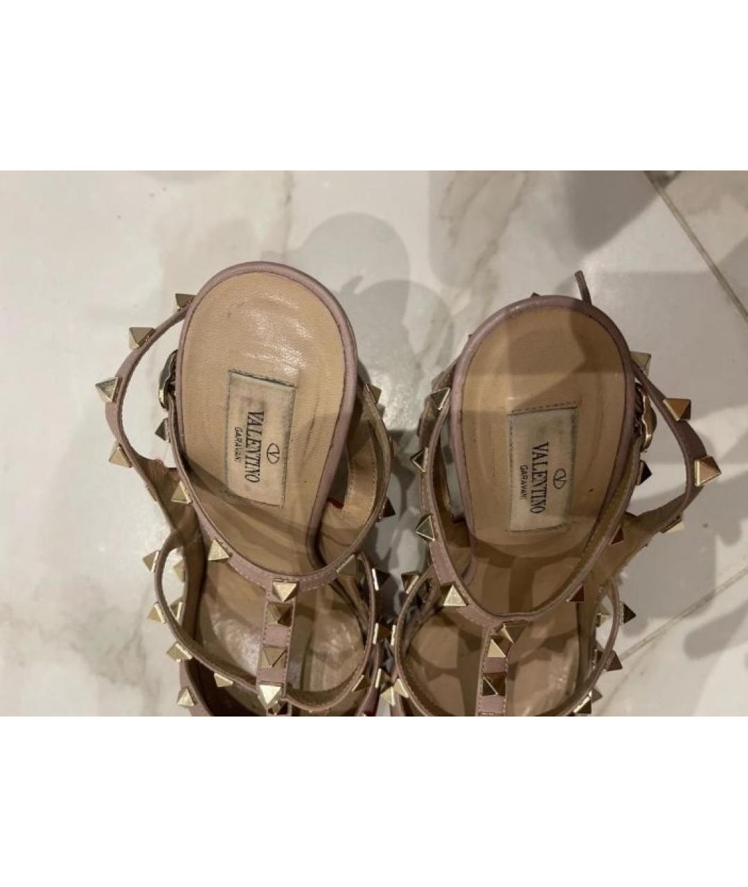 VALENTINO Бордовые кожаные босоножки, фото 6
