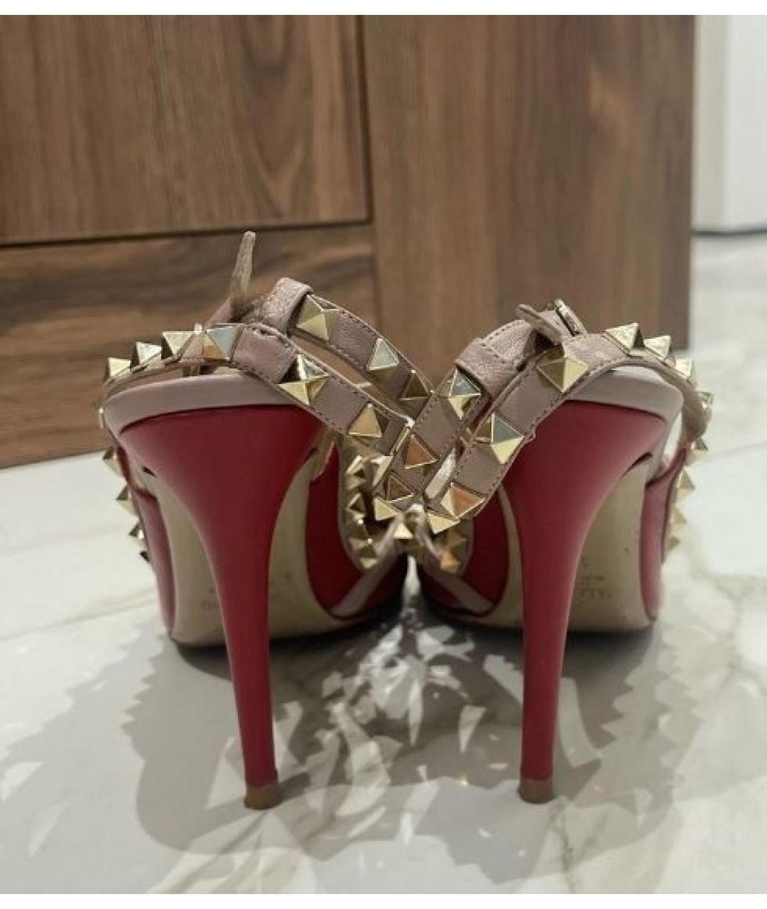 VALENTINO Бордовые кожаные босоножки, фото 7
