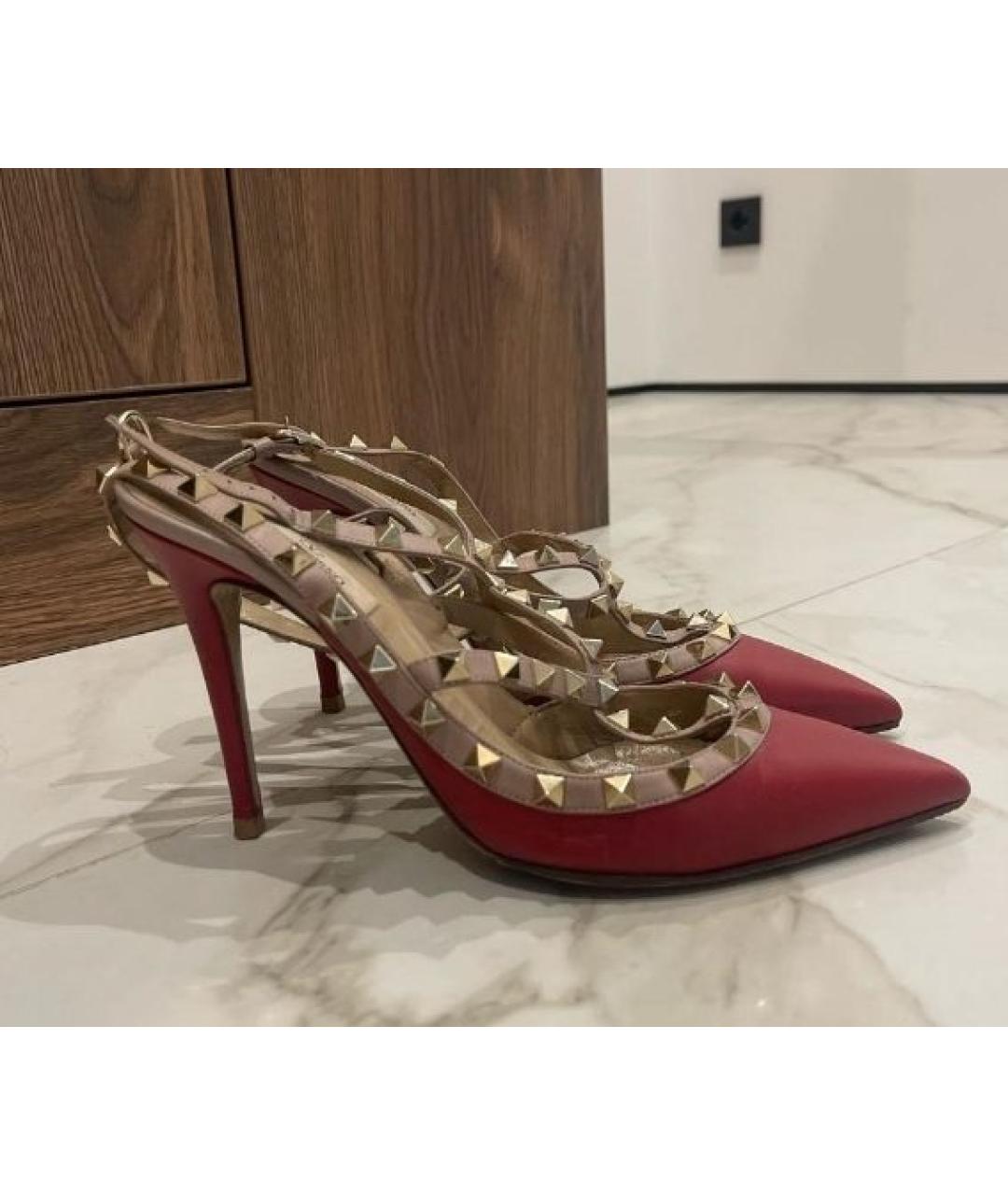 VALENTINO Бордовые кожаные босоножки, фото 5