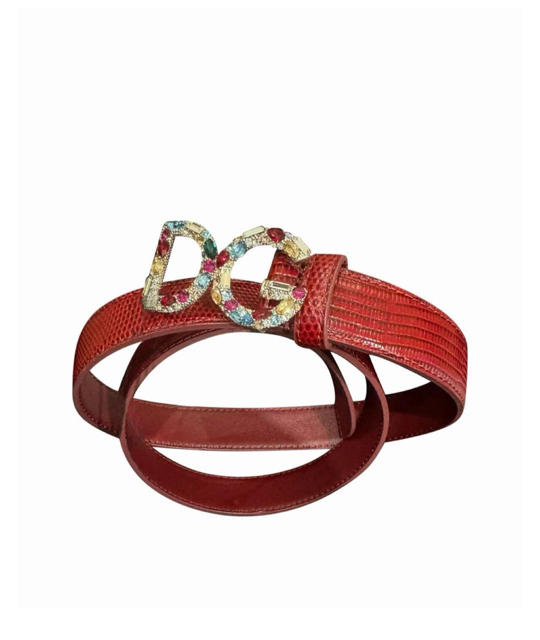 DOLCE&GABBANA Бордовый кожаный ремень, фото 5