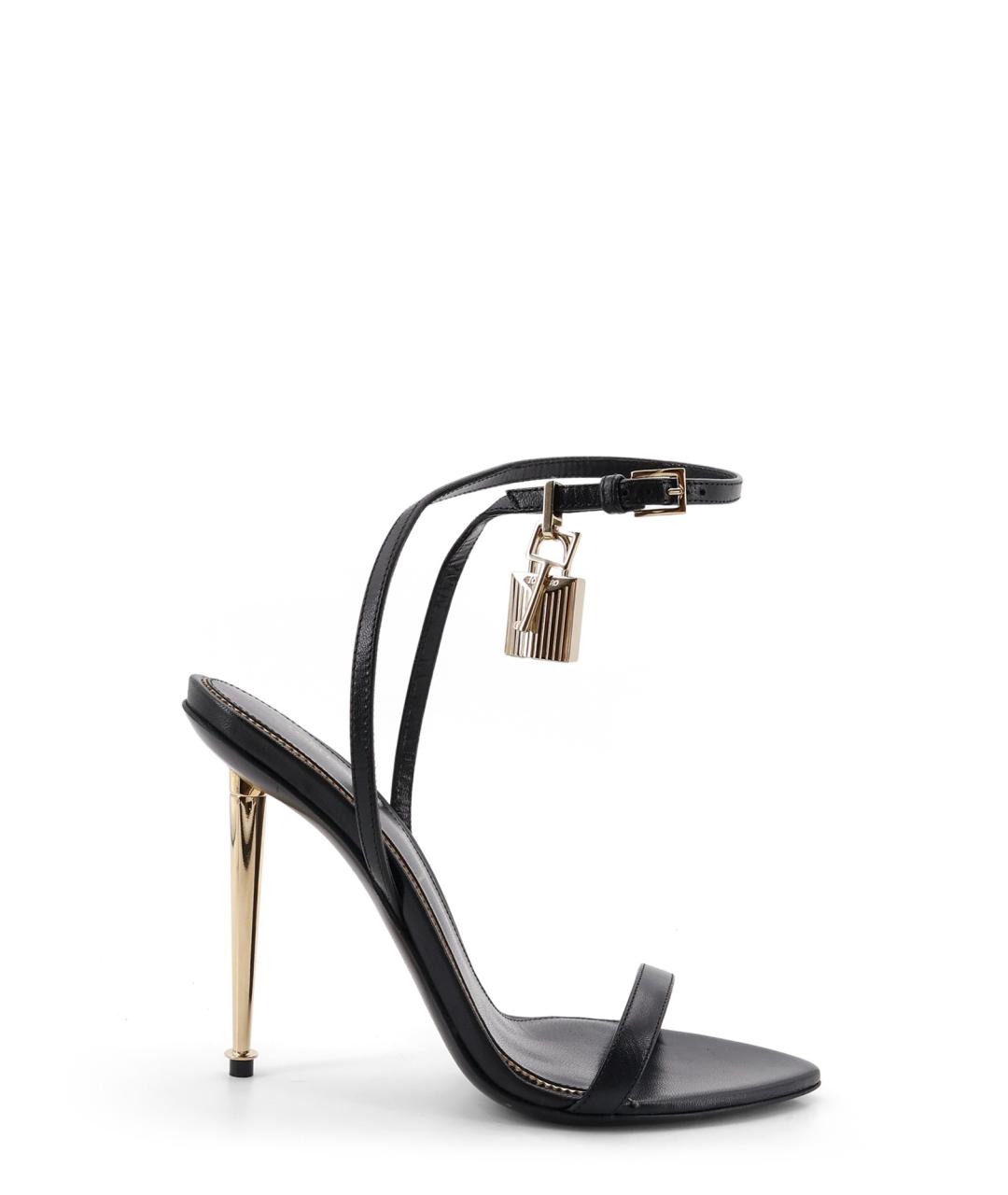 TOM FORD Черные кожаные босоножки, фото 1