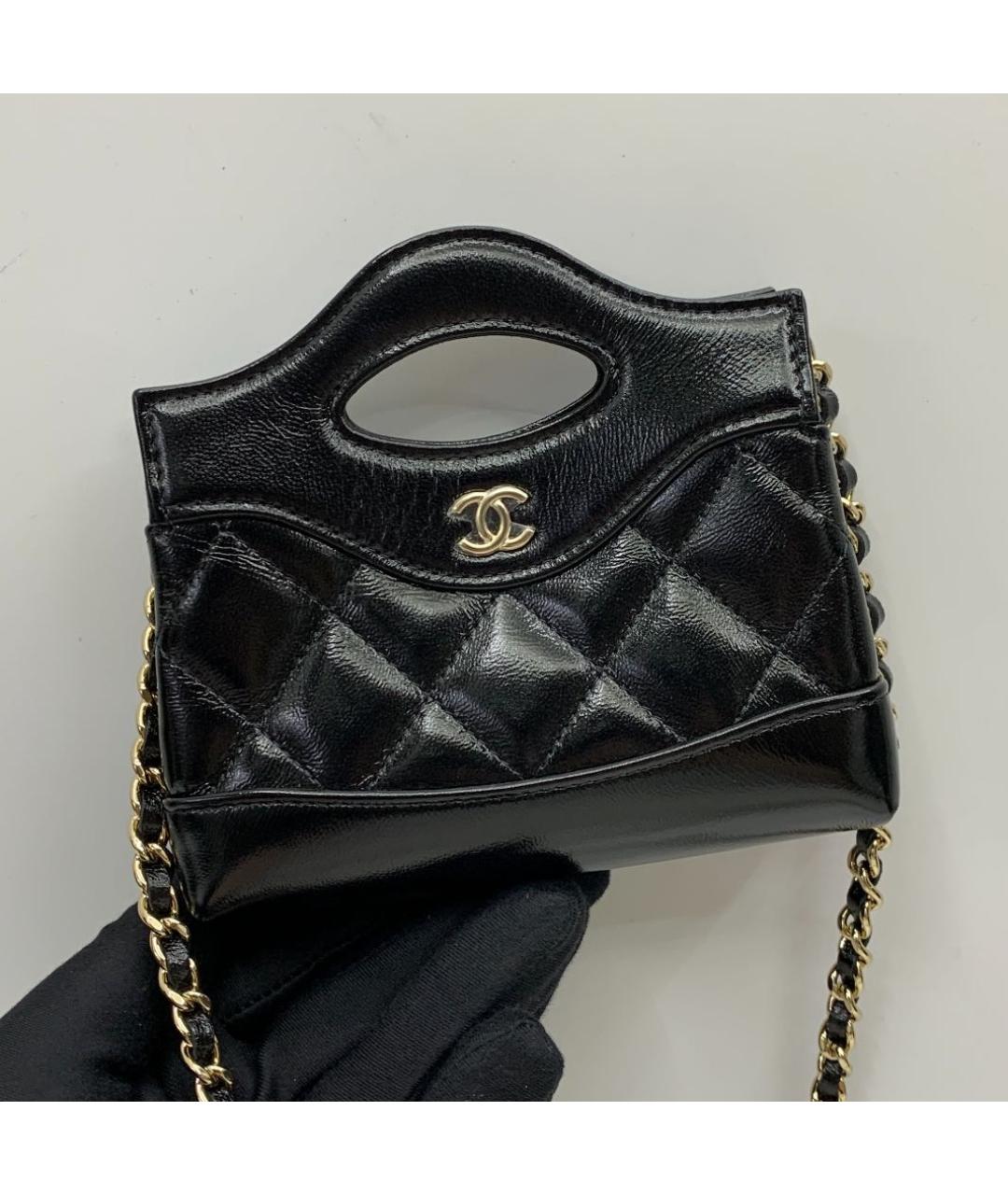 CHANEL Черная кожаная сумка с короткими ручками, фото 4