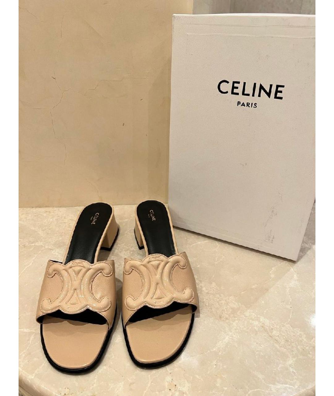 CELINE Бежевые кожаные мюли, фото 8