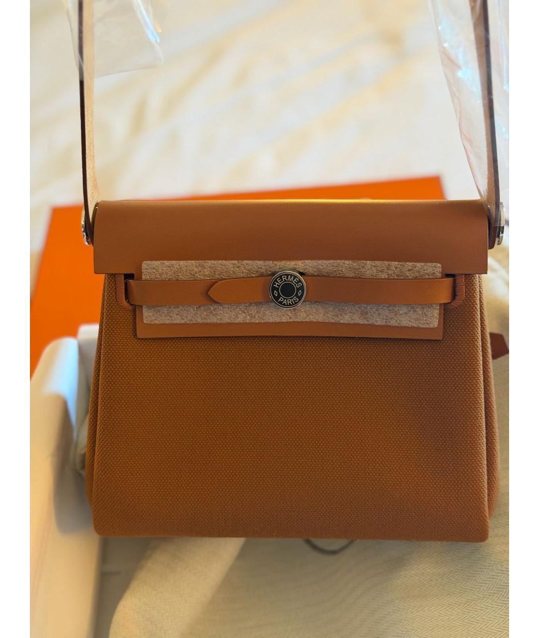 HERMES Коричневая тканевая сумка через плечо, фото 9