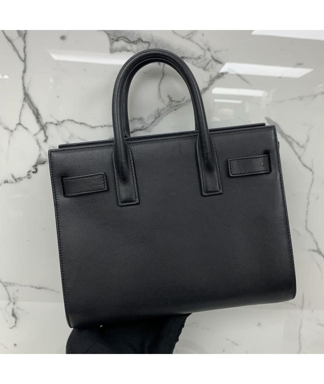 SAINT LAURENT Черная кожаная сумка с короткими ручками, фото 2