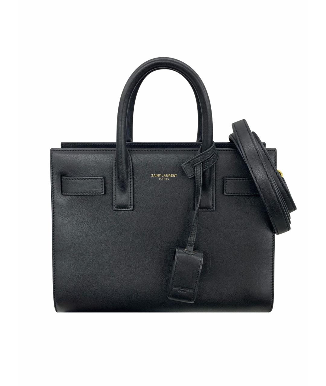 SAINT LAURENT Черная кожаная сумка с короткими ручками, фото 1