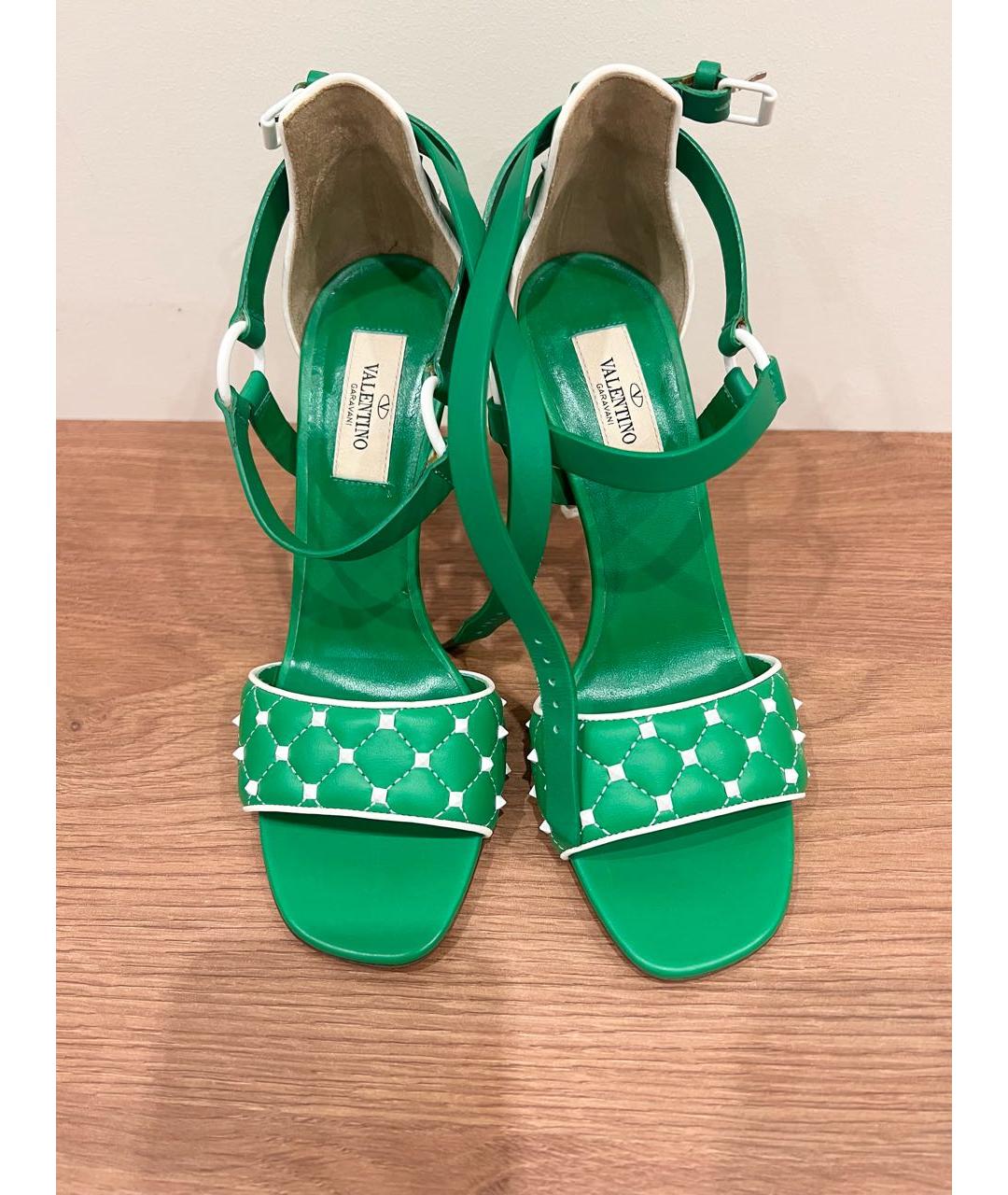 VALENTINO Зеленые кожаные босоножки, фото 2