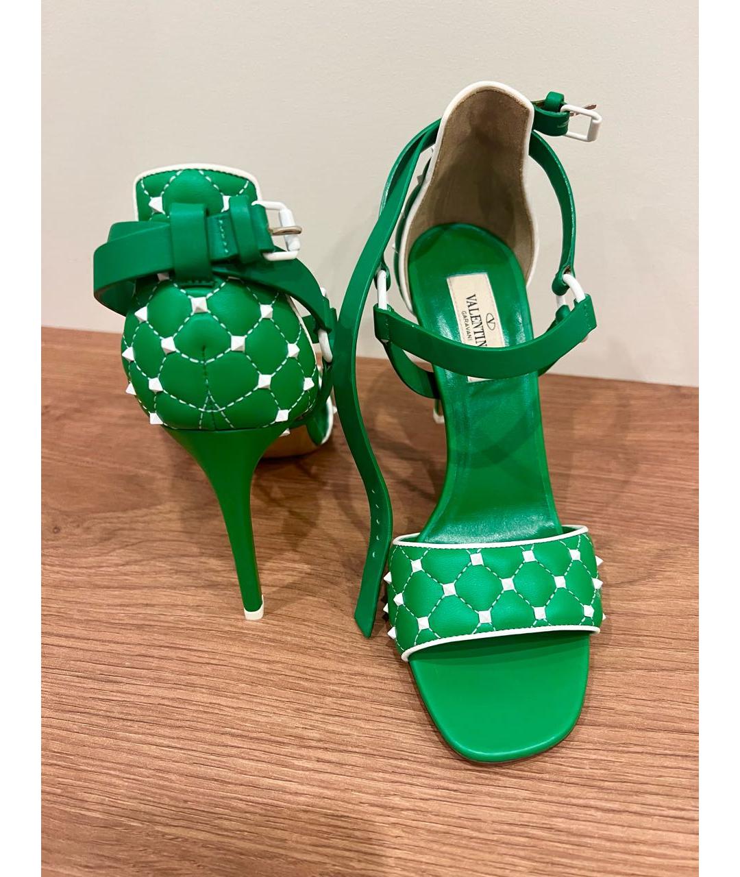 VALENTINO Зеленые кожаные босоножки, фото 3