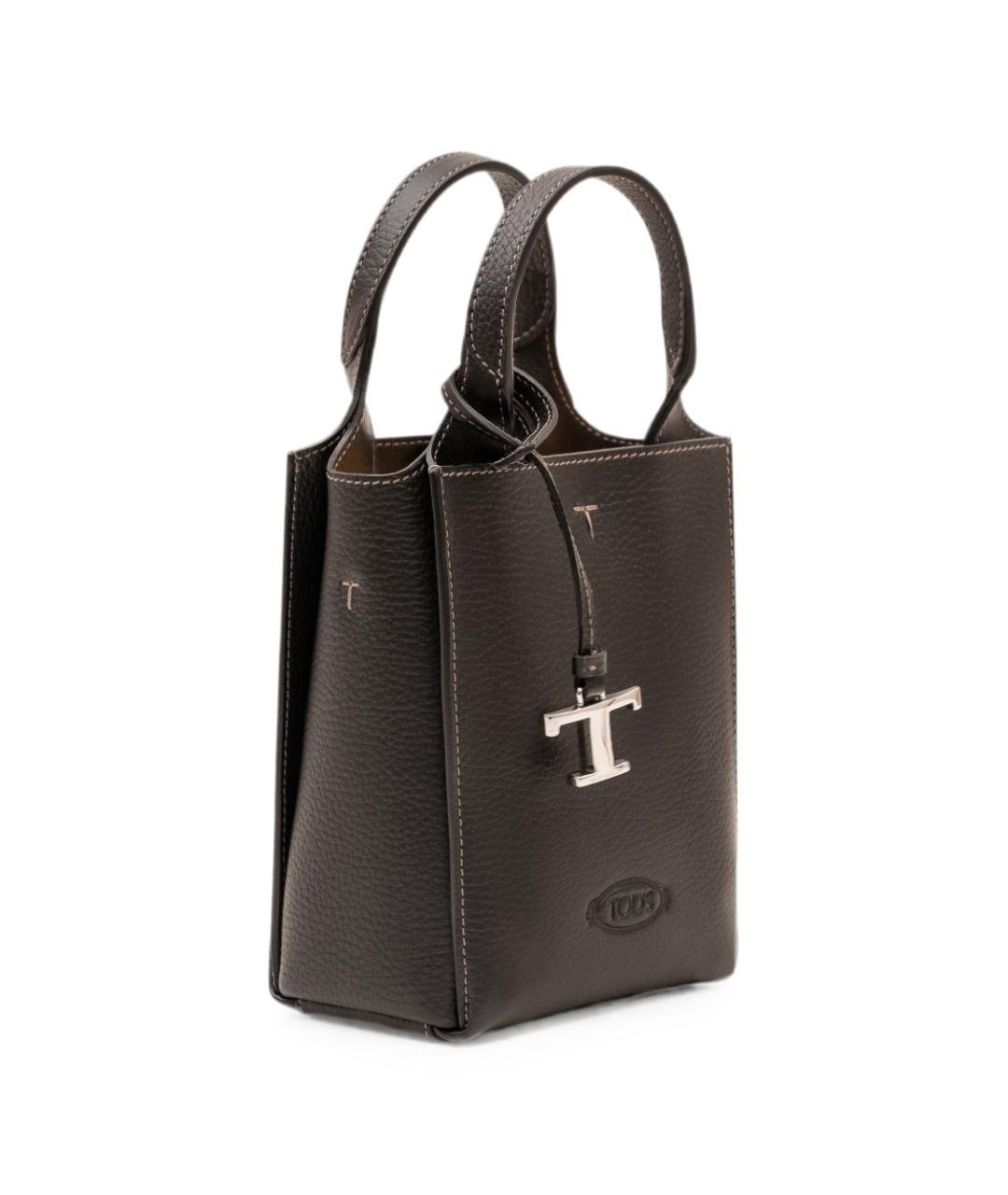 TOD'S Коралловая кожаная сумка с короткими ручками, фото 3