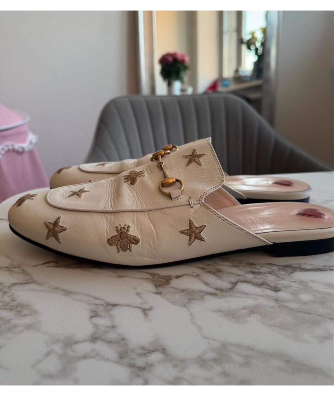 GUCCI Белые кожаные мюли, фото 7