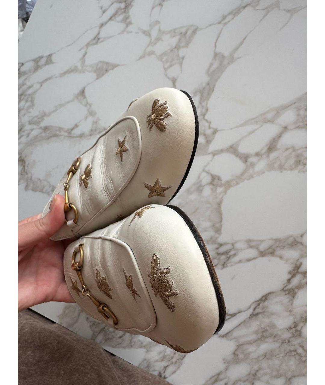 GUCCI Белые кожаные мюли, фото 4