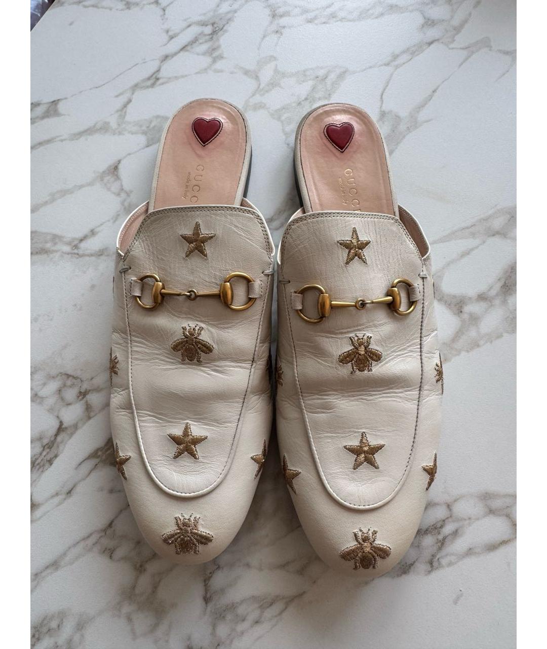 GUCCI Белые кожаные мюли, фото 2
