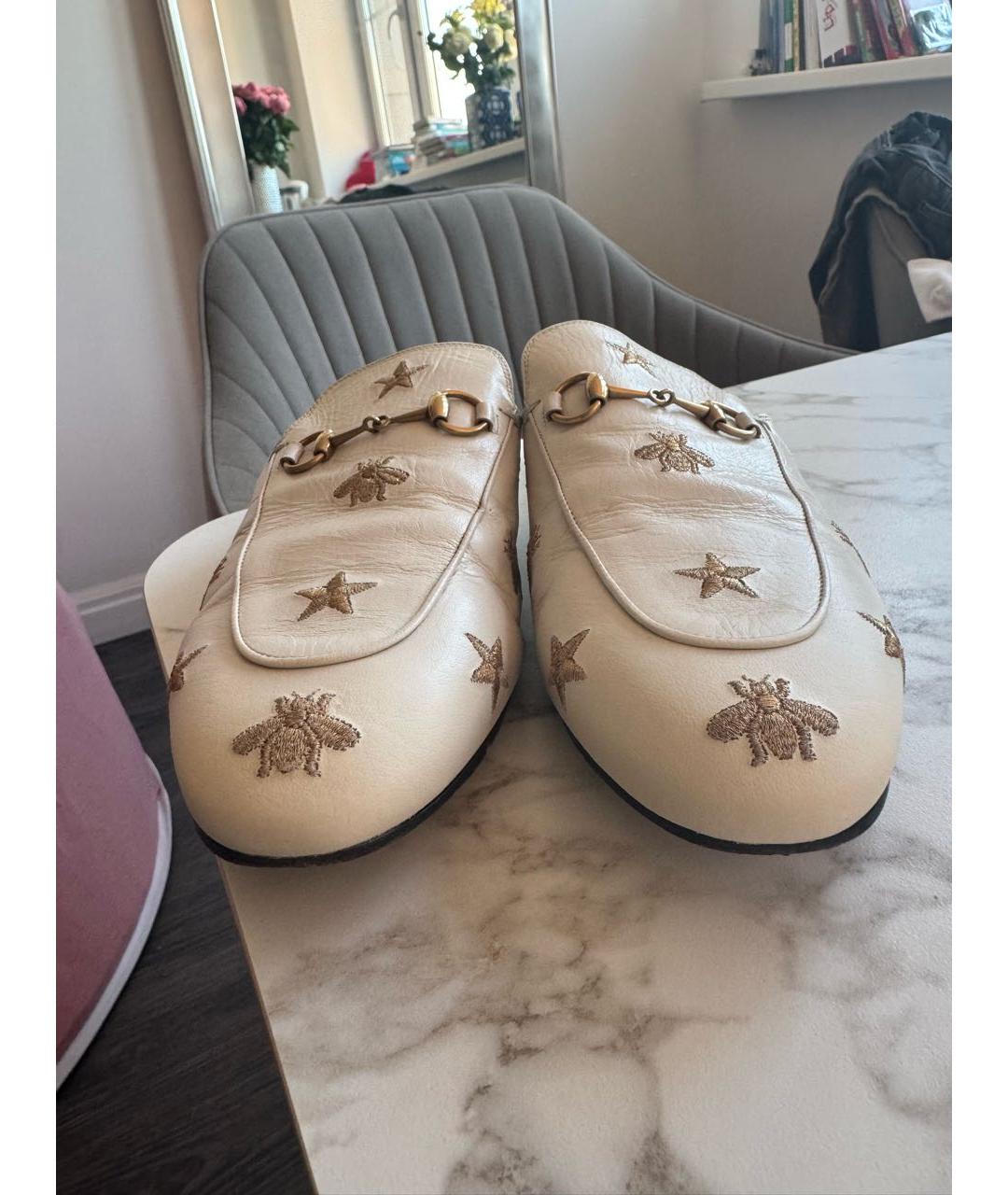 GUCCI Белые кожаные мюли, фото 3