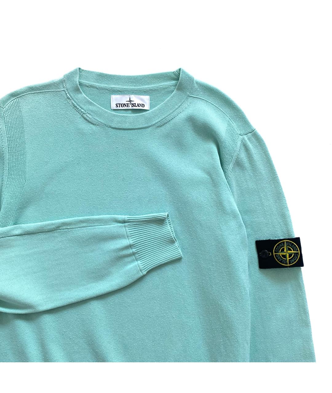 STONE ISLAND Голубой хлопковый джемпер / свитер, фото 3