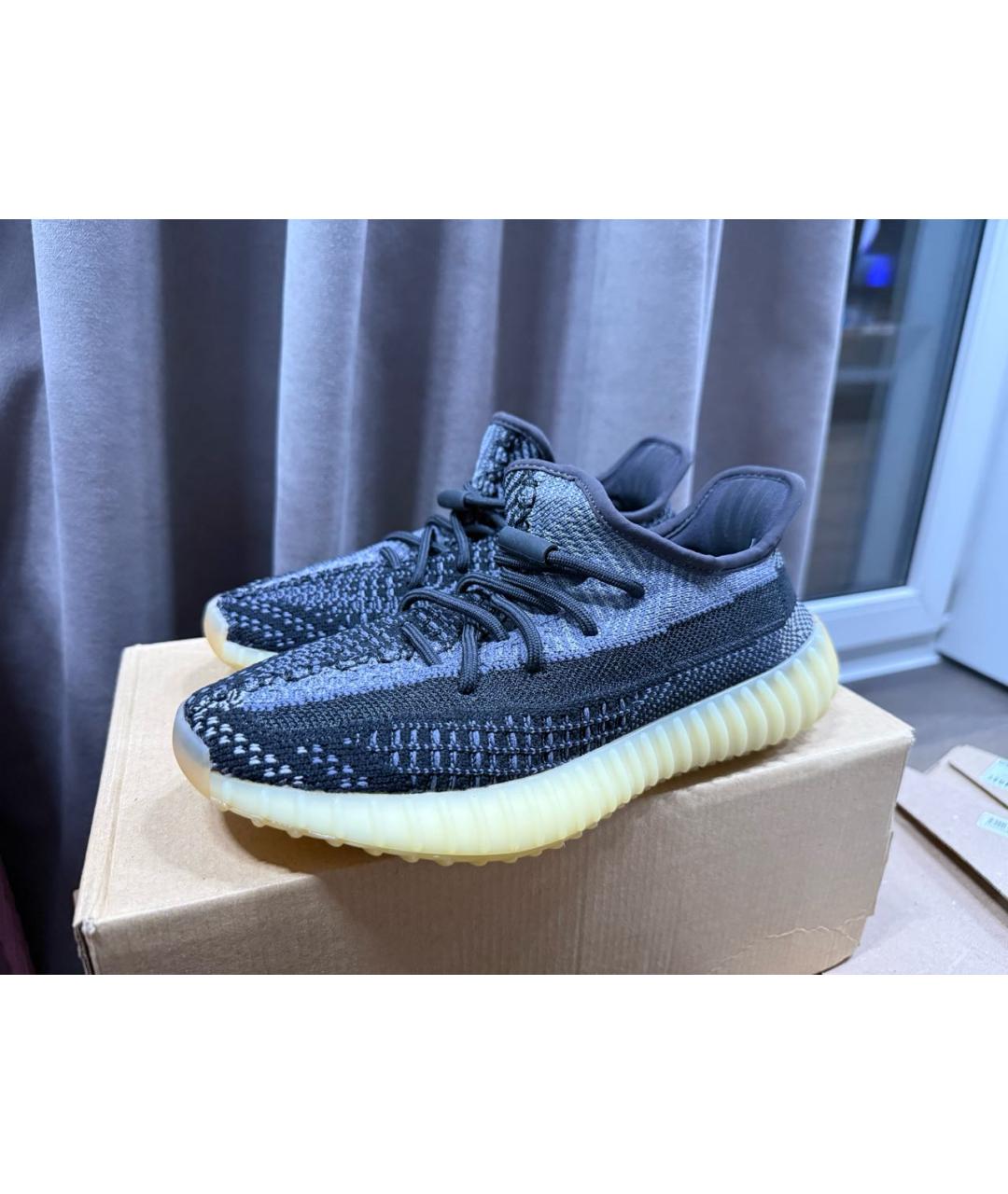 ADIDAS YEEZY Антрацитовые текстильные кроссовки, фото 2