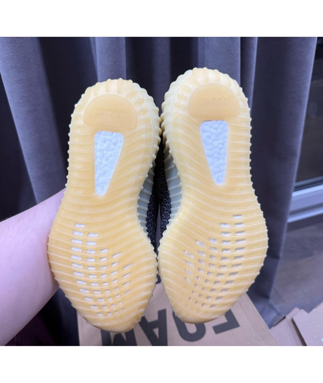 ADIDAS YEEZY Антрацитовые текстильные кроссовки, фото 4