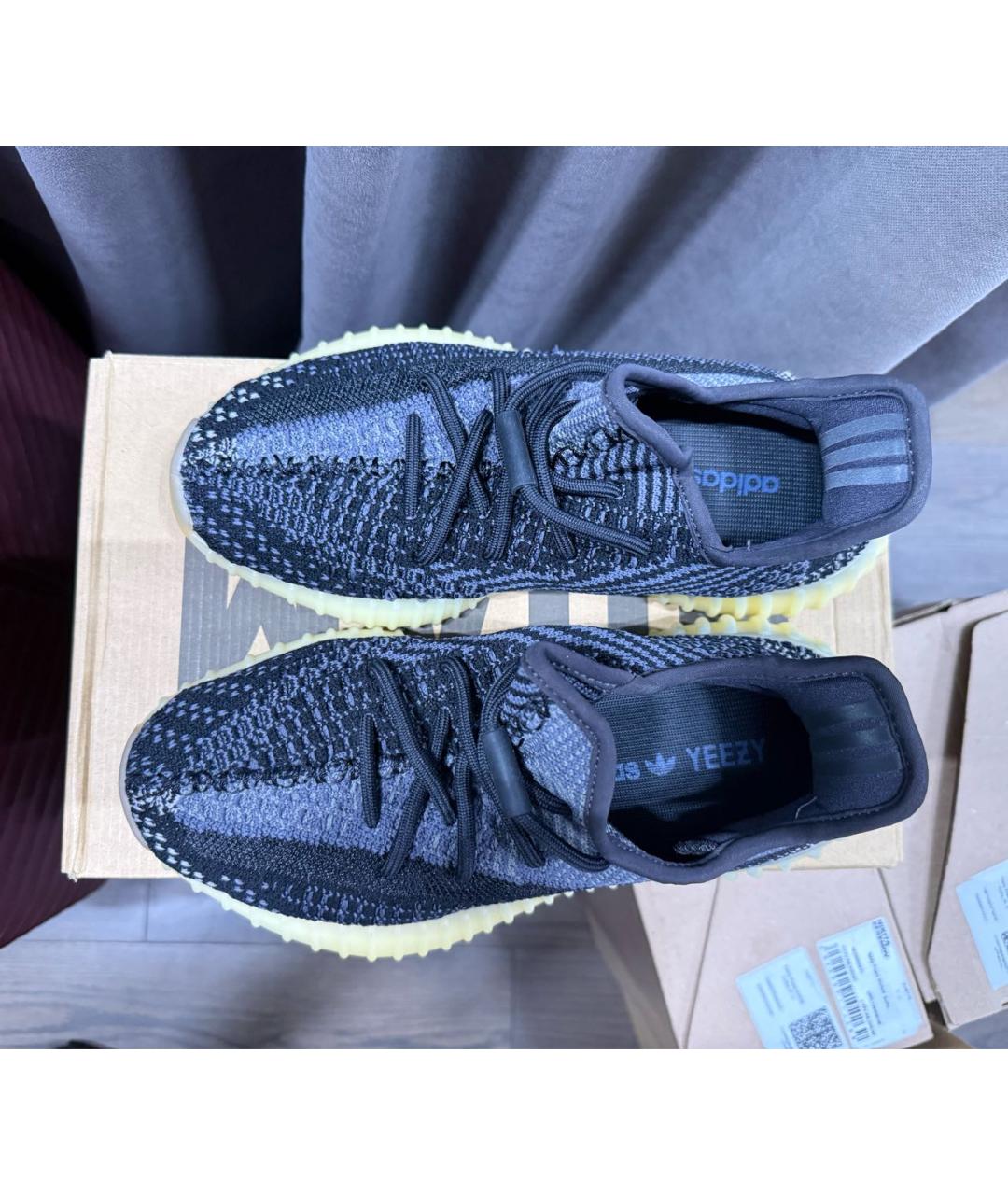 ADIDAS YEEZY Антрацитовые текстильные кроссовки, фото 3