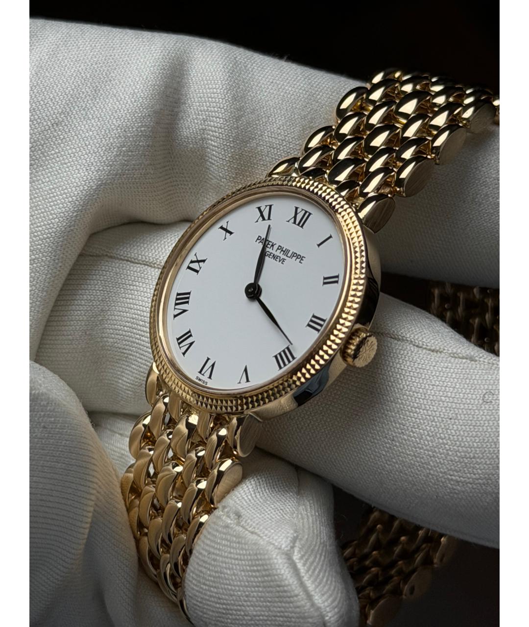 PATEK PHILIPPE Белые часы из желтого золота, фото 4