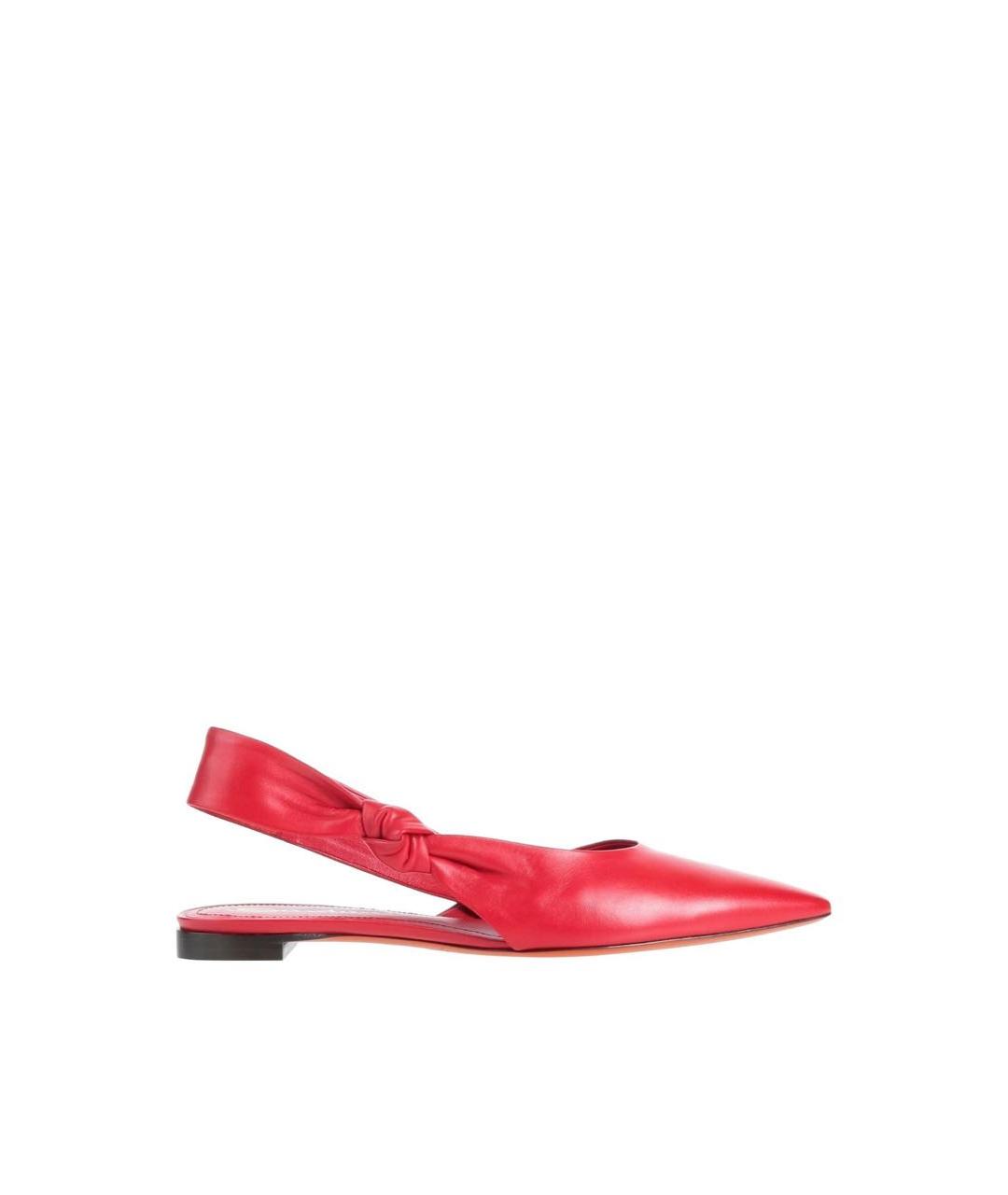SANTONI Красные кожаные лодочки на низком каблуке, фото 6