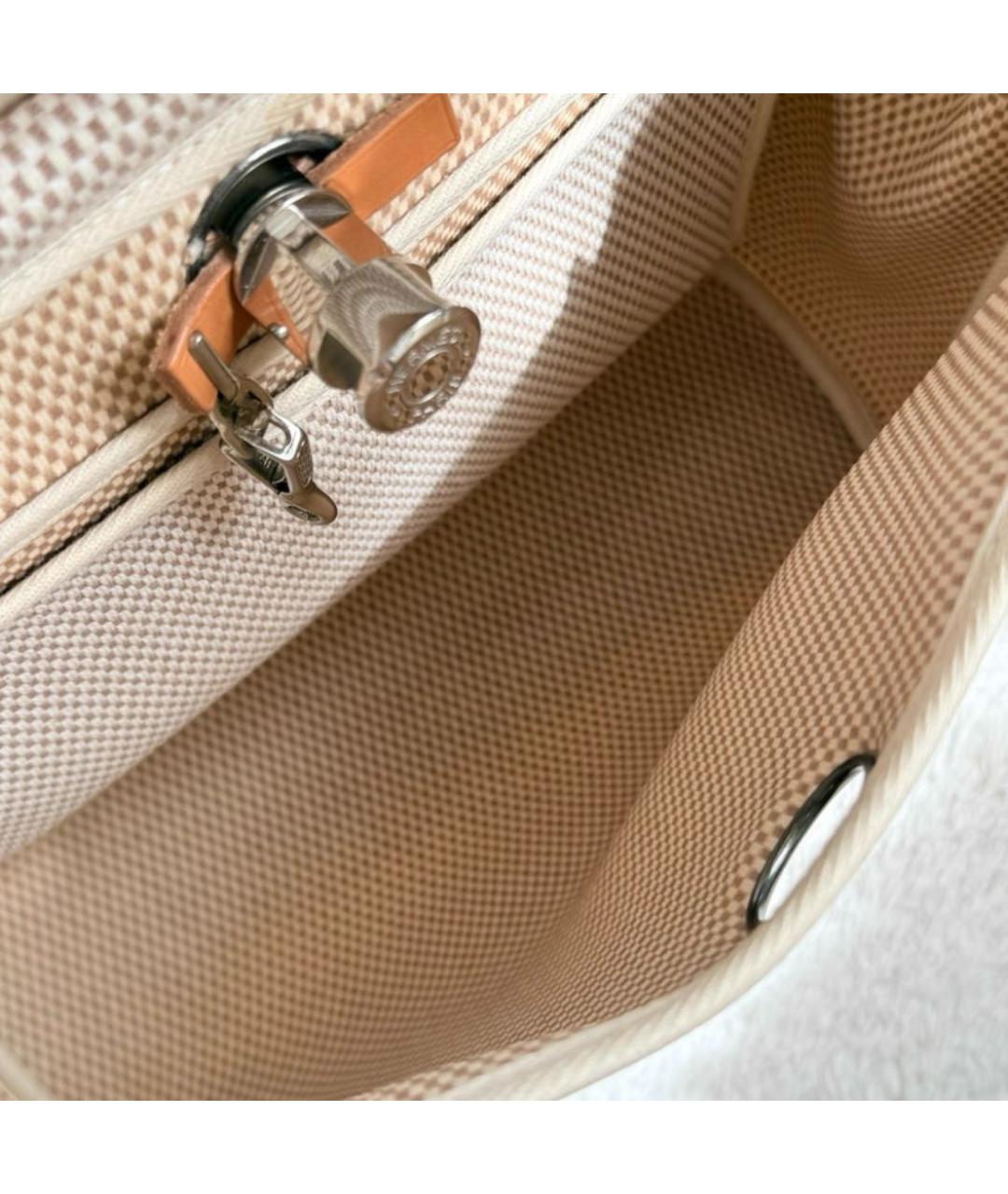 HERMES Бежевая тканевая сумка через плечо, фото 5