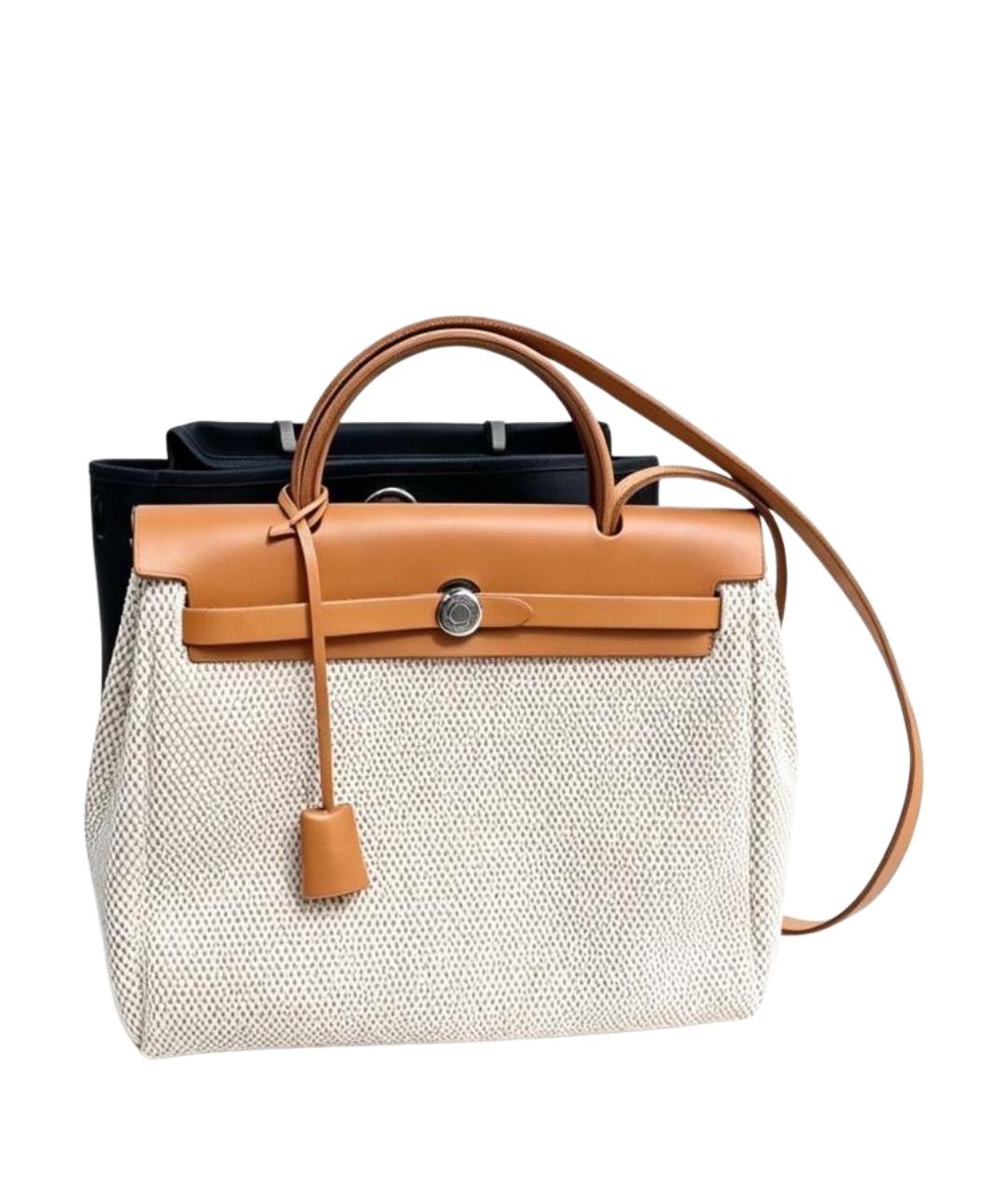 HERMES Бежевая тканевая сумка через плечо, фото 1