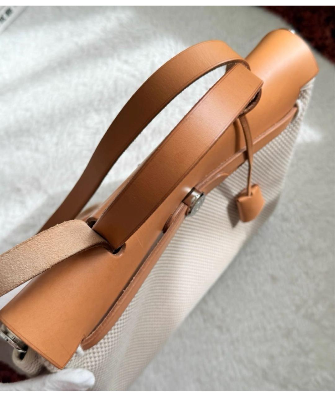HERMES Бежевая тканевая сумка через плечо, фото 3