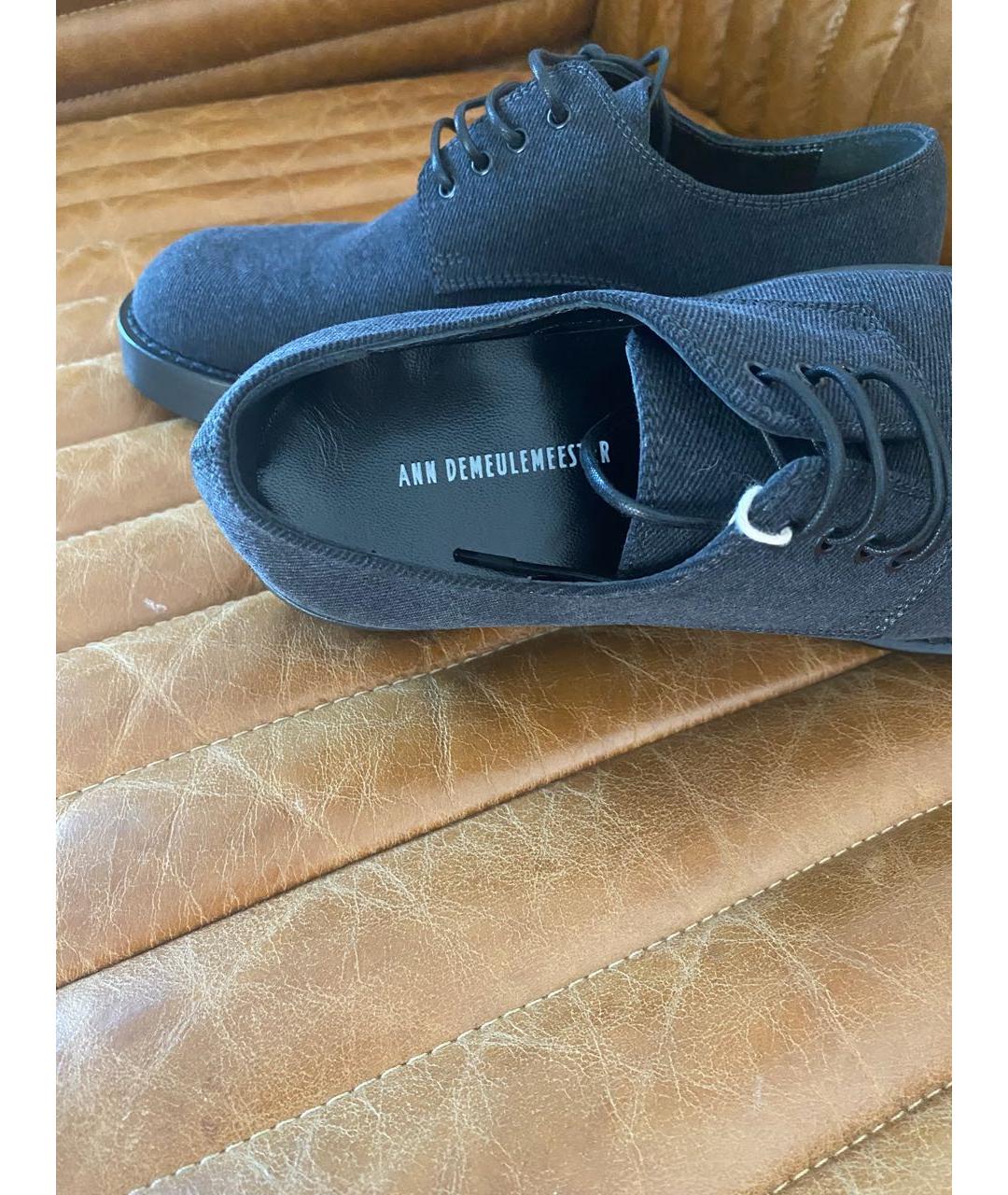 ANN DEMEULEMEESTER Антрацитовые текстильные брогги и оксфорды, фото 3