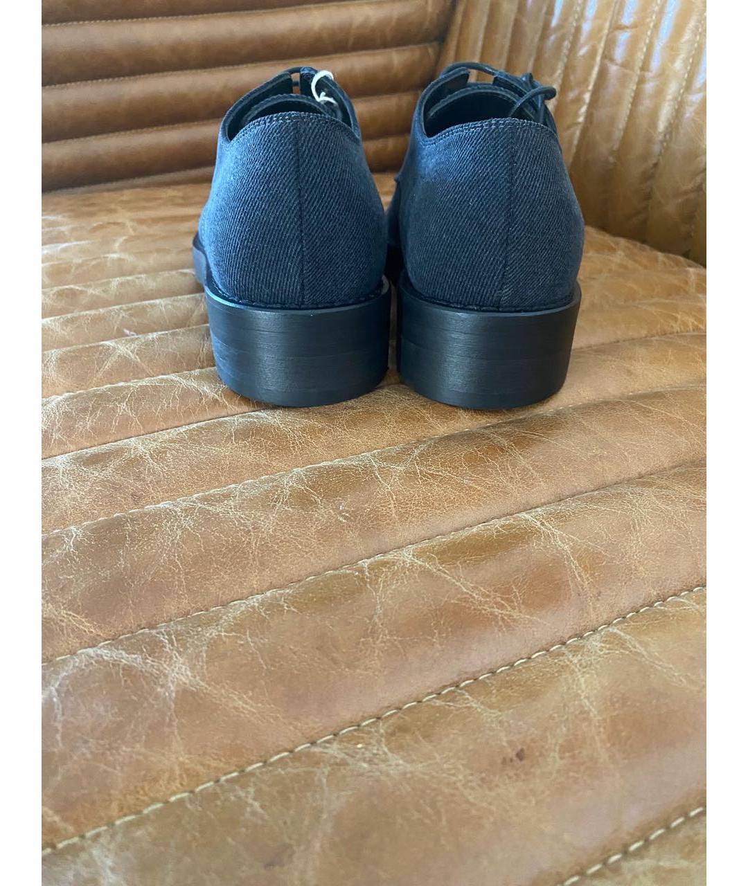 ANN DEMEULEMEESTER Антрацитовые текстильные брогги и оксфорды, фото 4