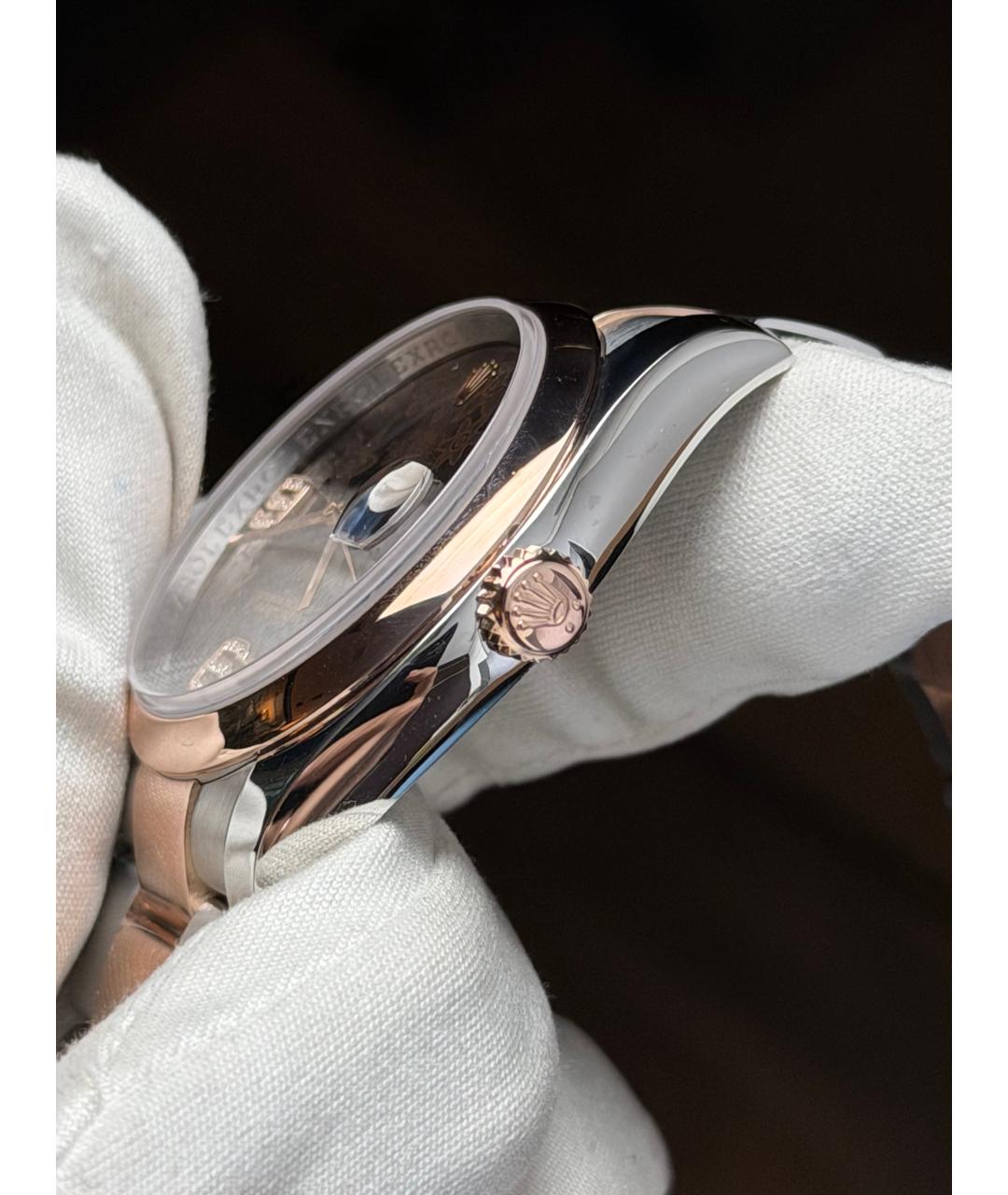 ROLEX Коричневые часы из розового золота, фото 4